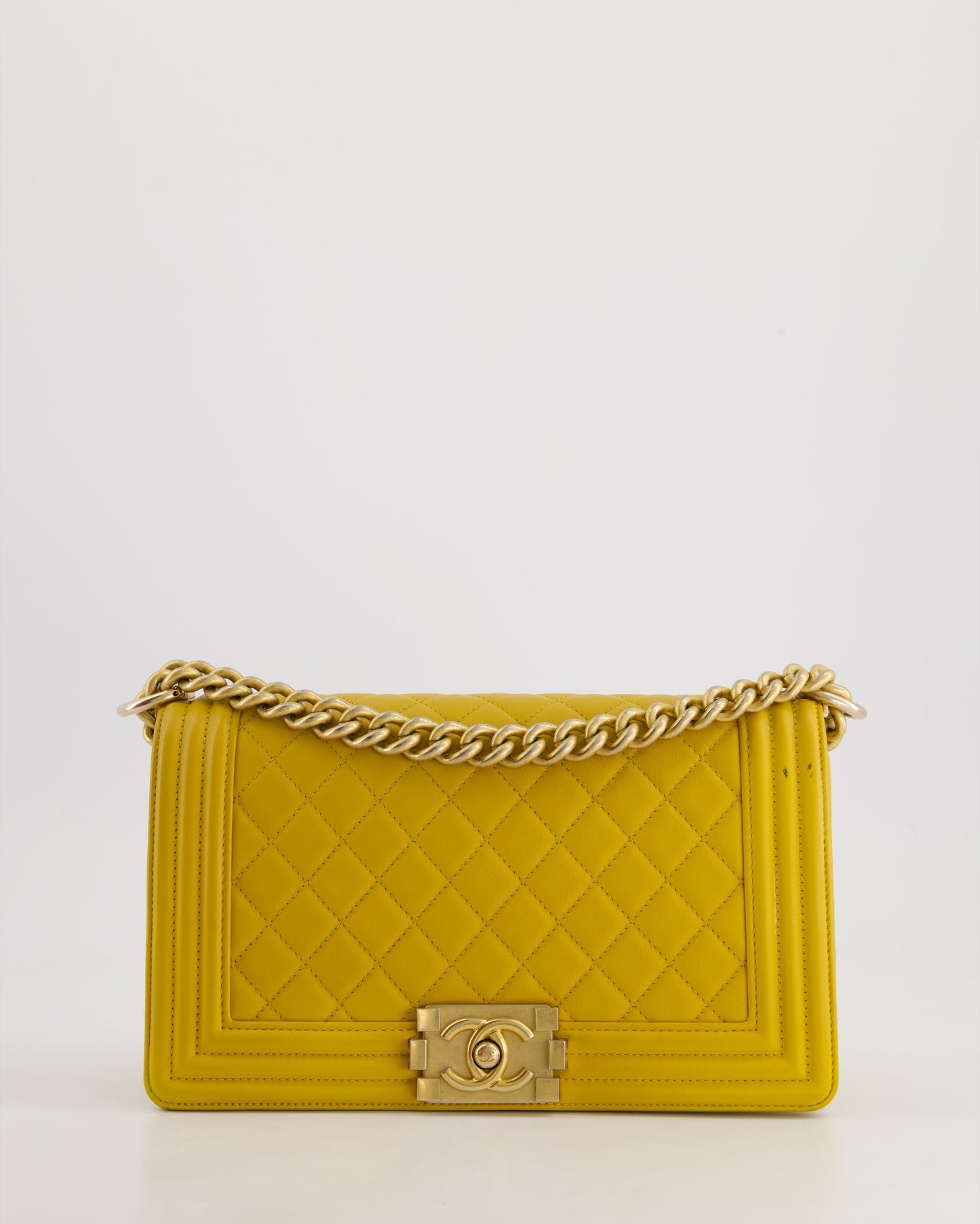 Chanel Mustard Yellow Medium Boy Handbag - Rovelle Bags