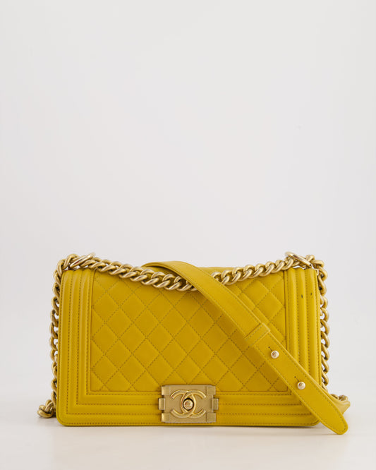 Chanel Mustard Yellow Medium Boy Handbag - Rovelle Bags