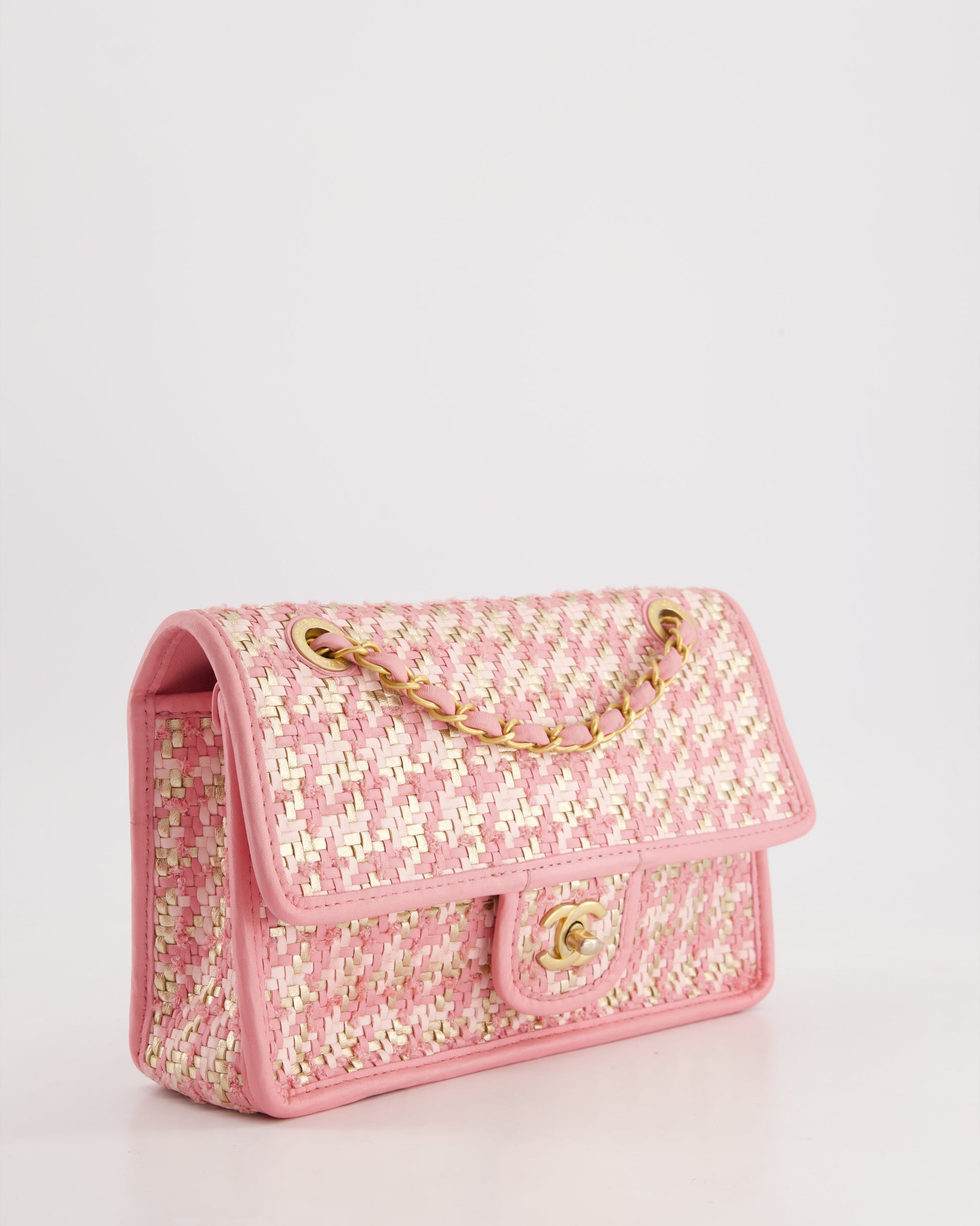 Chanel 23C Pink Woven Flap Flap Bag - Rovelle Bags