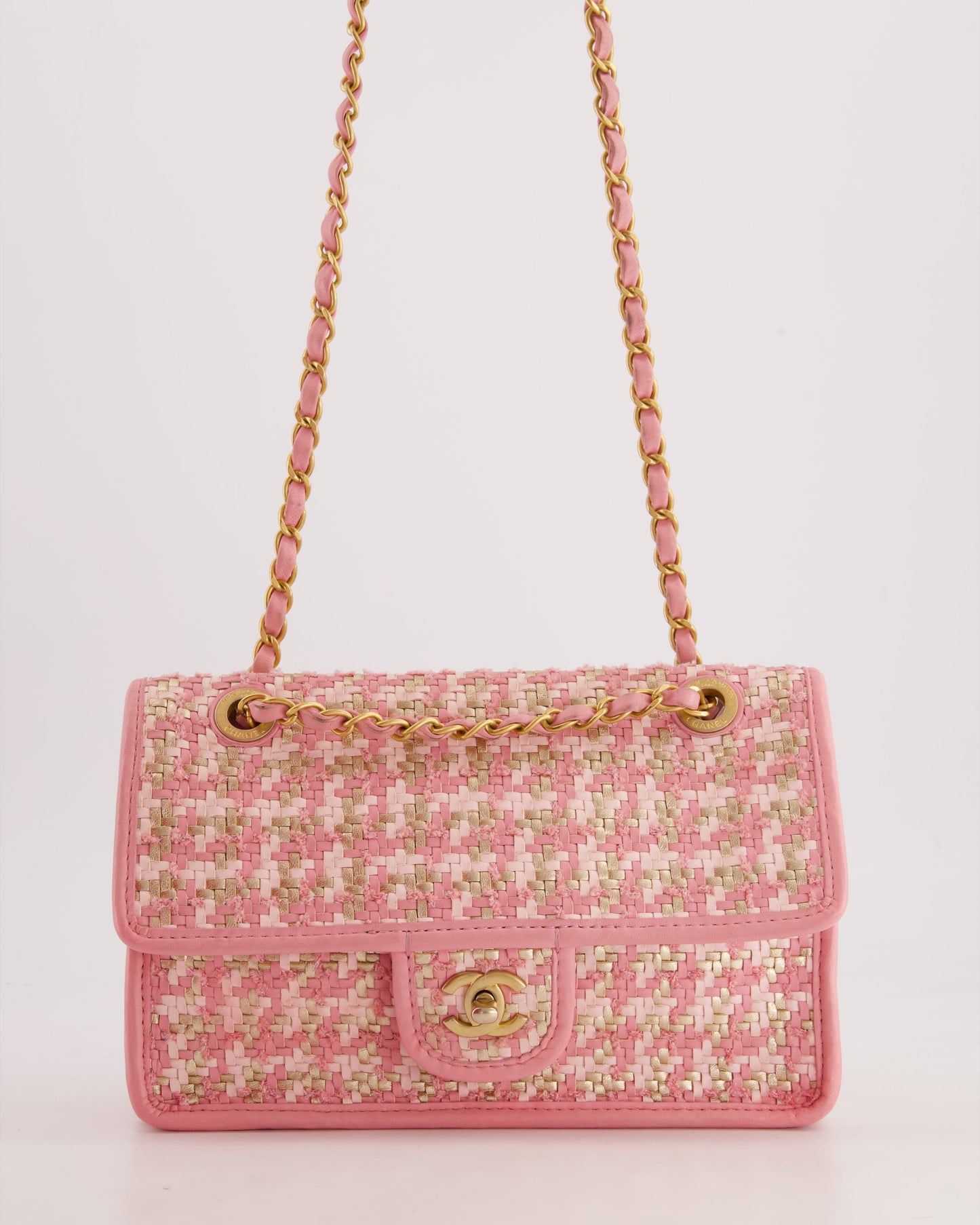Chanel 23C Pink Woven Flap Flap Bag - Rovelle Bags