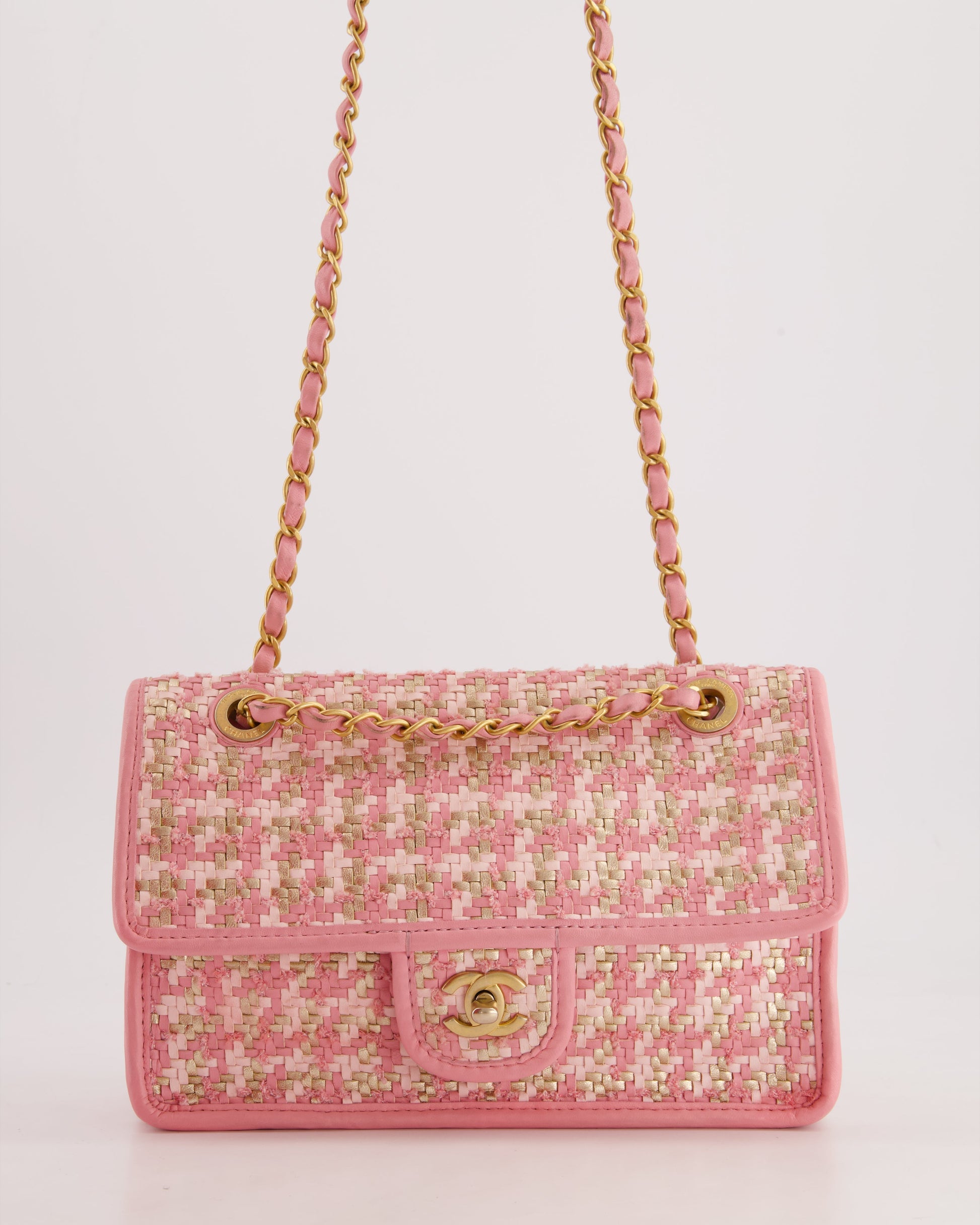 Chanel 23C Pink Woven Flap Flap Bag - Rovelle Bags