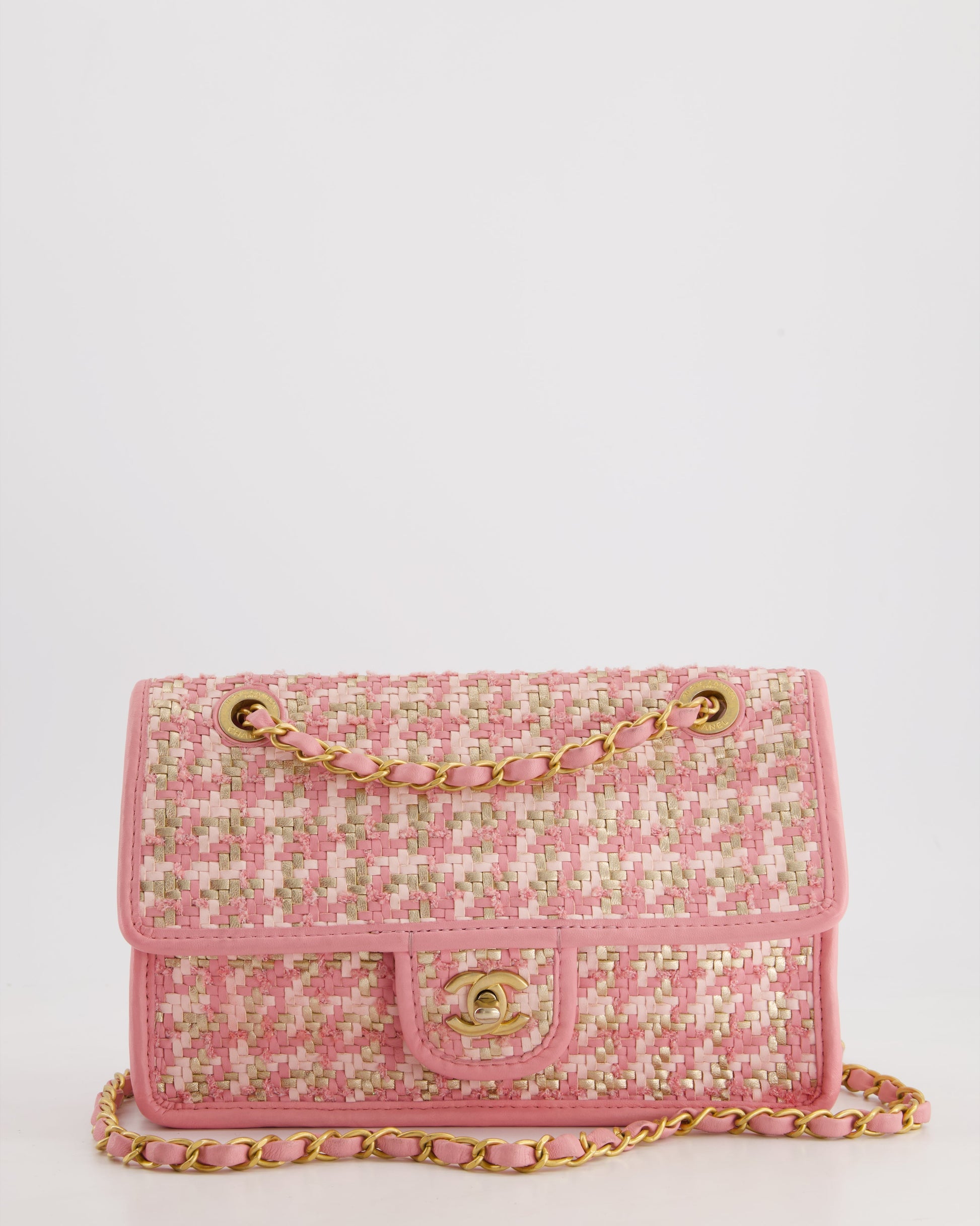 Chanel 23C Pink Woven Flap Flap Bag - Rovelle Bags