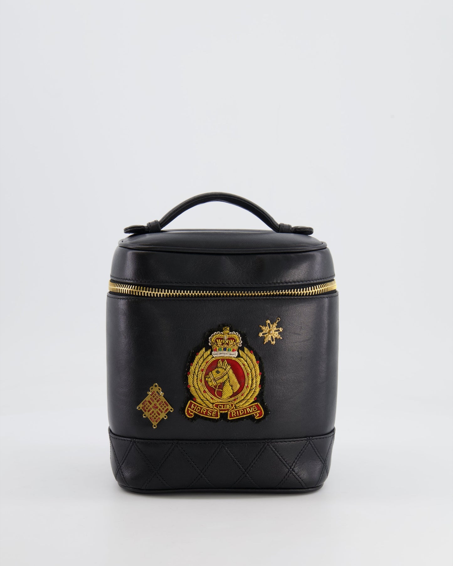 Chanel Black Lambskin Leather Embroidered Vanity Vanity Bag - Rovelle Bags