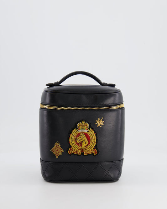 Chanel Black Lambskin Leather Embroidered Vanity Vanity Bag - Rovelle Bags