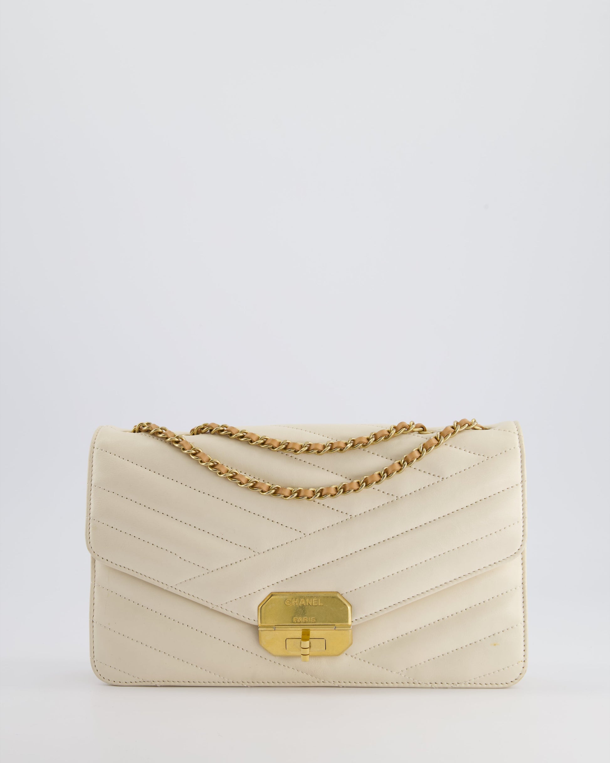 Chanel Cream Gabrielle Quilted Calfskin Handbag - Rovelle Bags