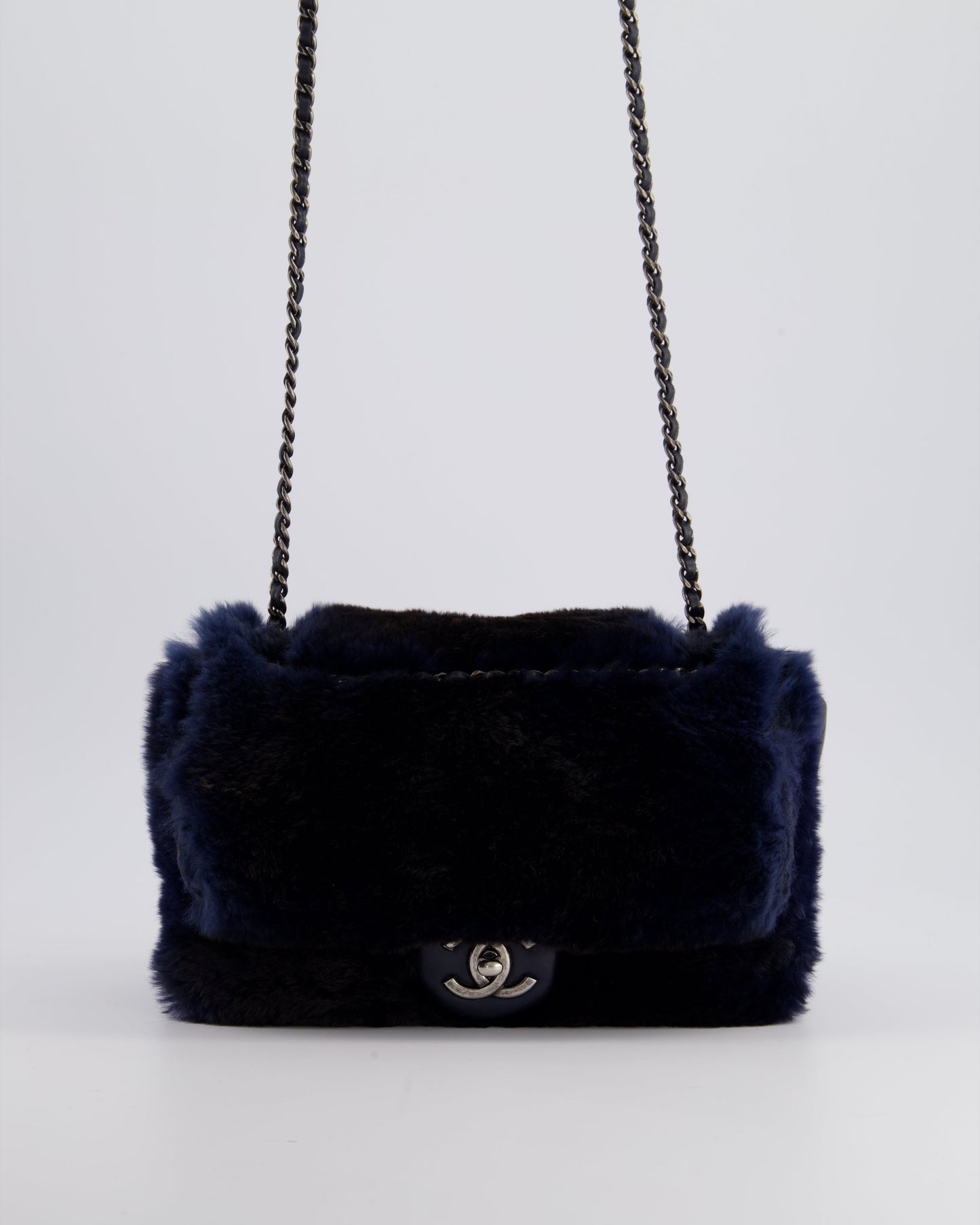 Chanel *HOT* Chanel Navy Rabbit Fur Flap Bag - Rovelle Bags