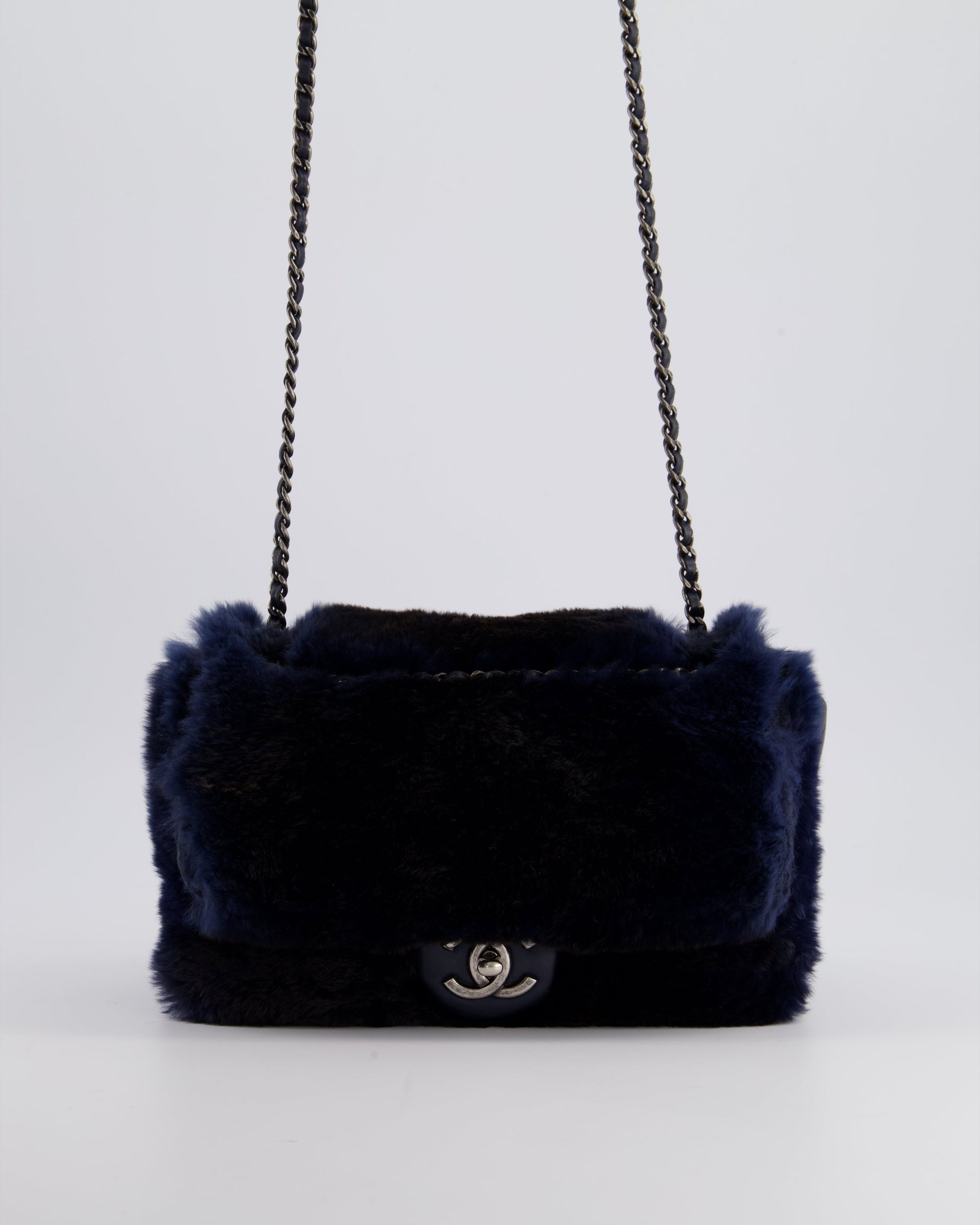 Chanel *HOT* Chanel Navy Rabbit Fur Flap Bag - Rovelle Bags