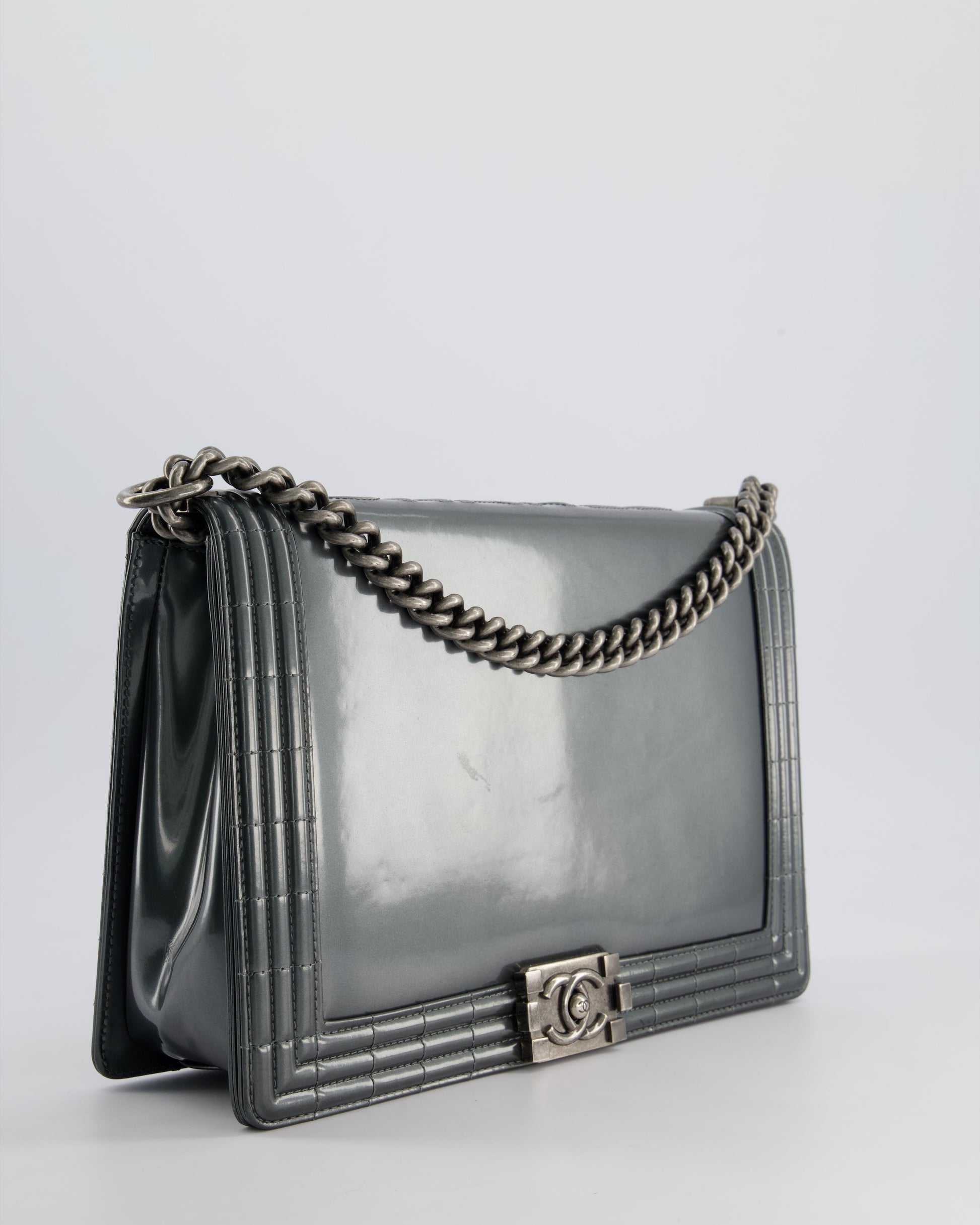 Chanel Large Dark Grey Boy Handbag - Rovelle Bags