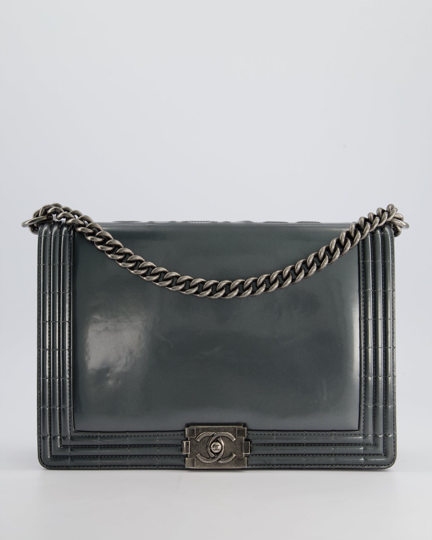 Chanel Large Dark Grey Boy Handbag - Rovelle Bags