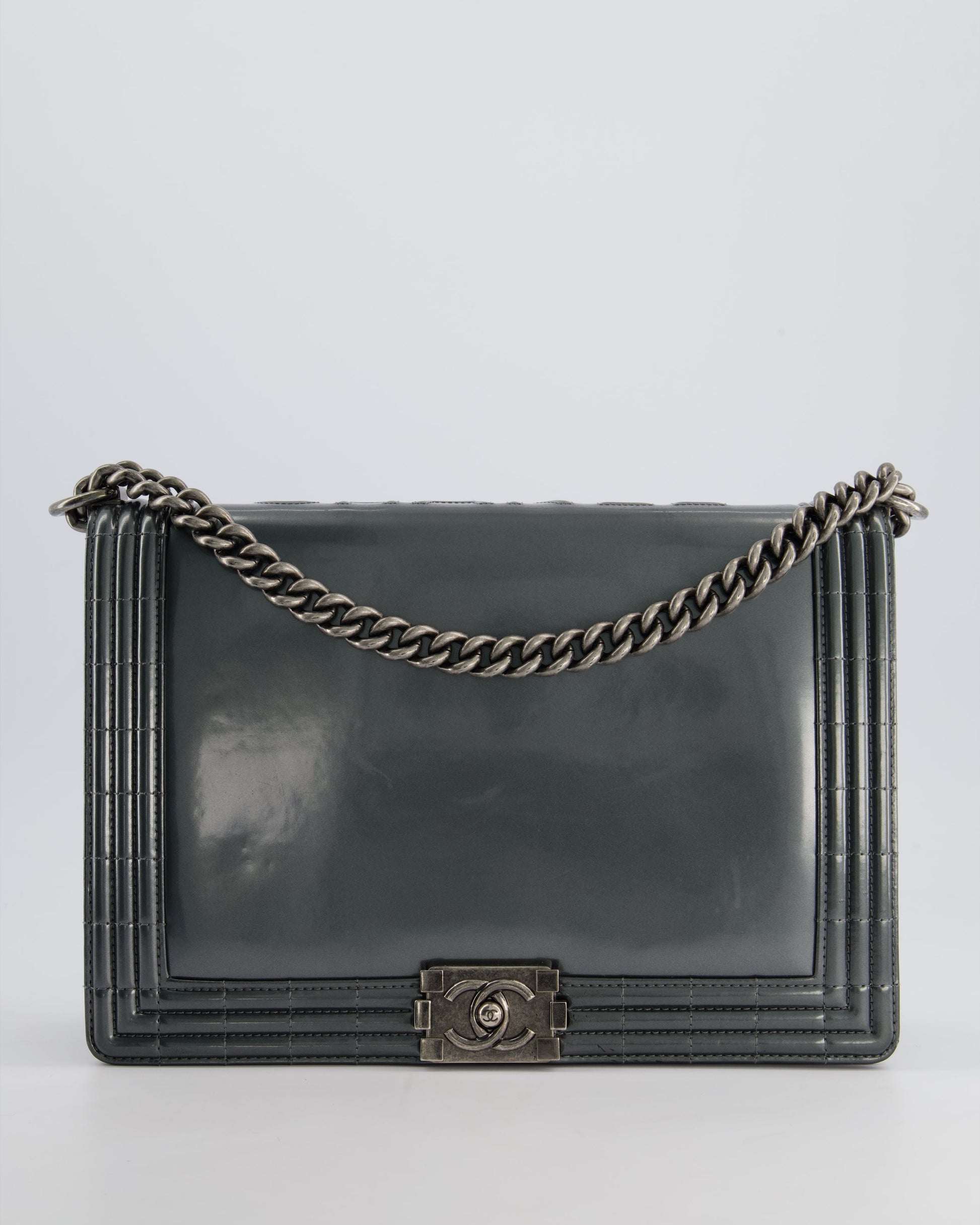Chanel Large Dark Grey Boy Handbag - Rovelle Bags