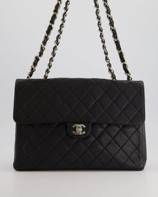 Chanel Black Quilted Caviar Square Jumbo Flap Bag - Rovelle Bags