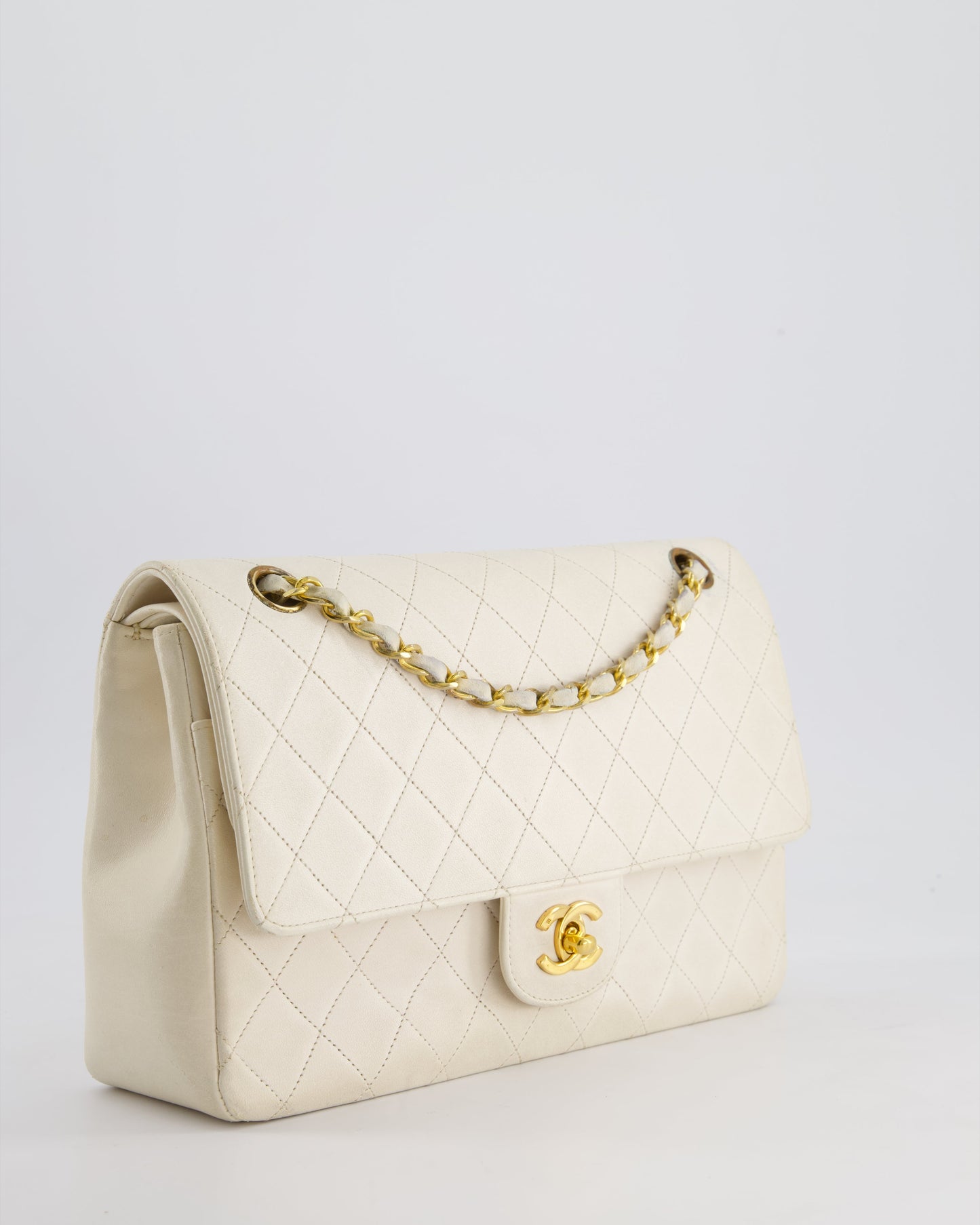 Chanel White Medium Classic Double Flap Flap Bag - Rovelle Bags