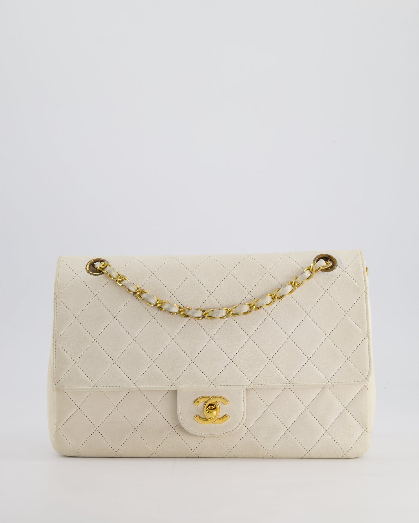 Chanel White Medium Classic Double Flap Flap Bag - Rovelle Bags