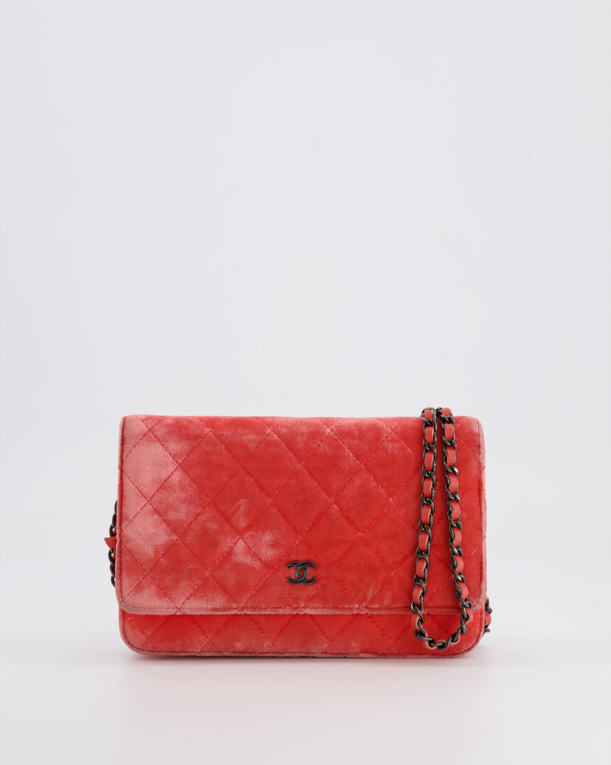 Chanel Orange Velvet Wallet on Chain Wallet On Chain - Rovelle Bags