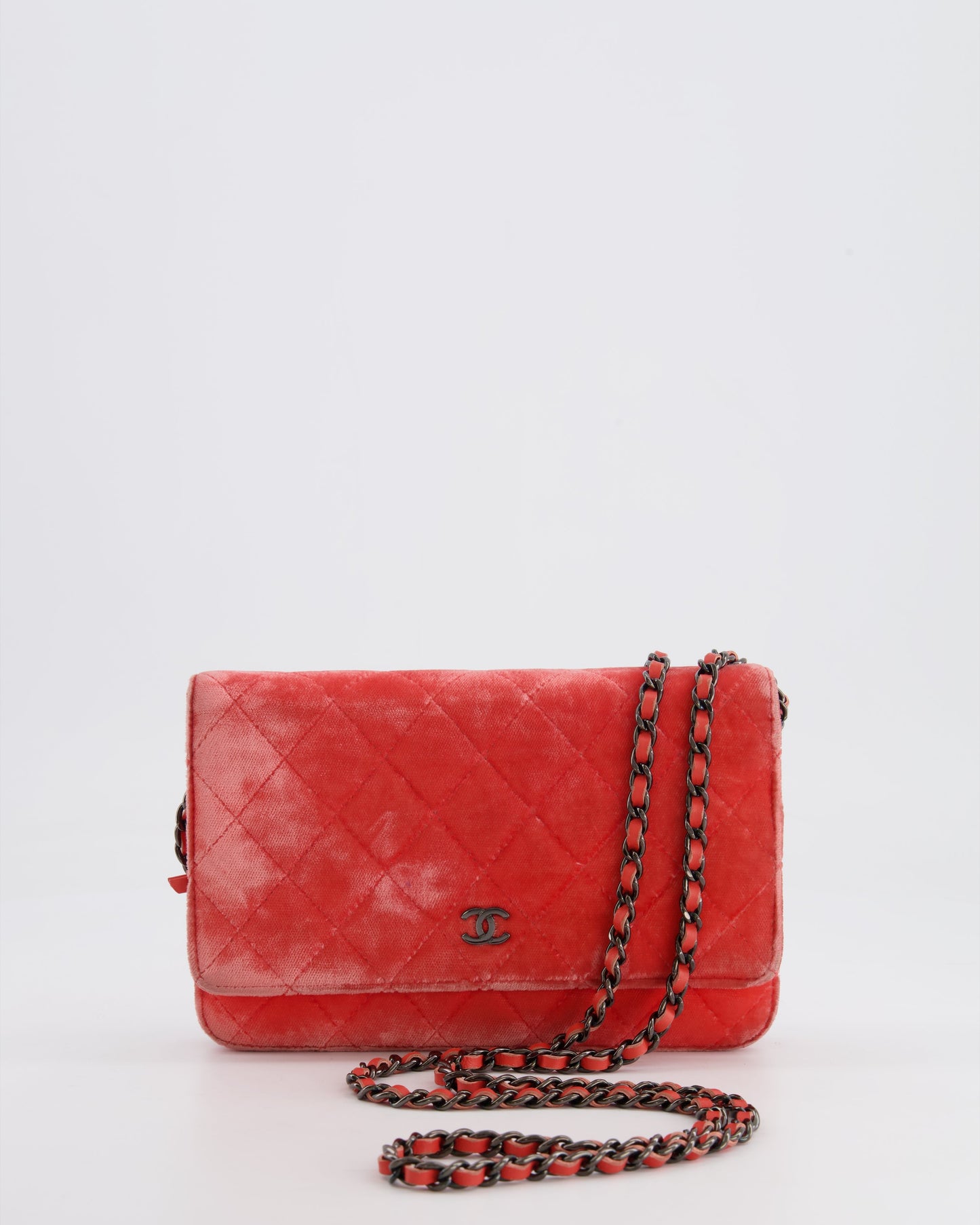 Chanel Orange Velvet Wallet on Chain Wallet On Chain - Rovelle Bags