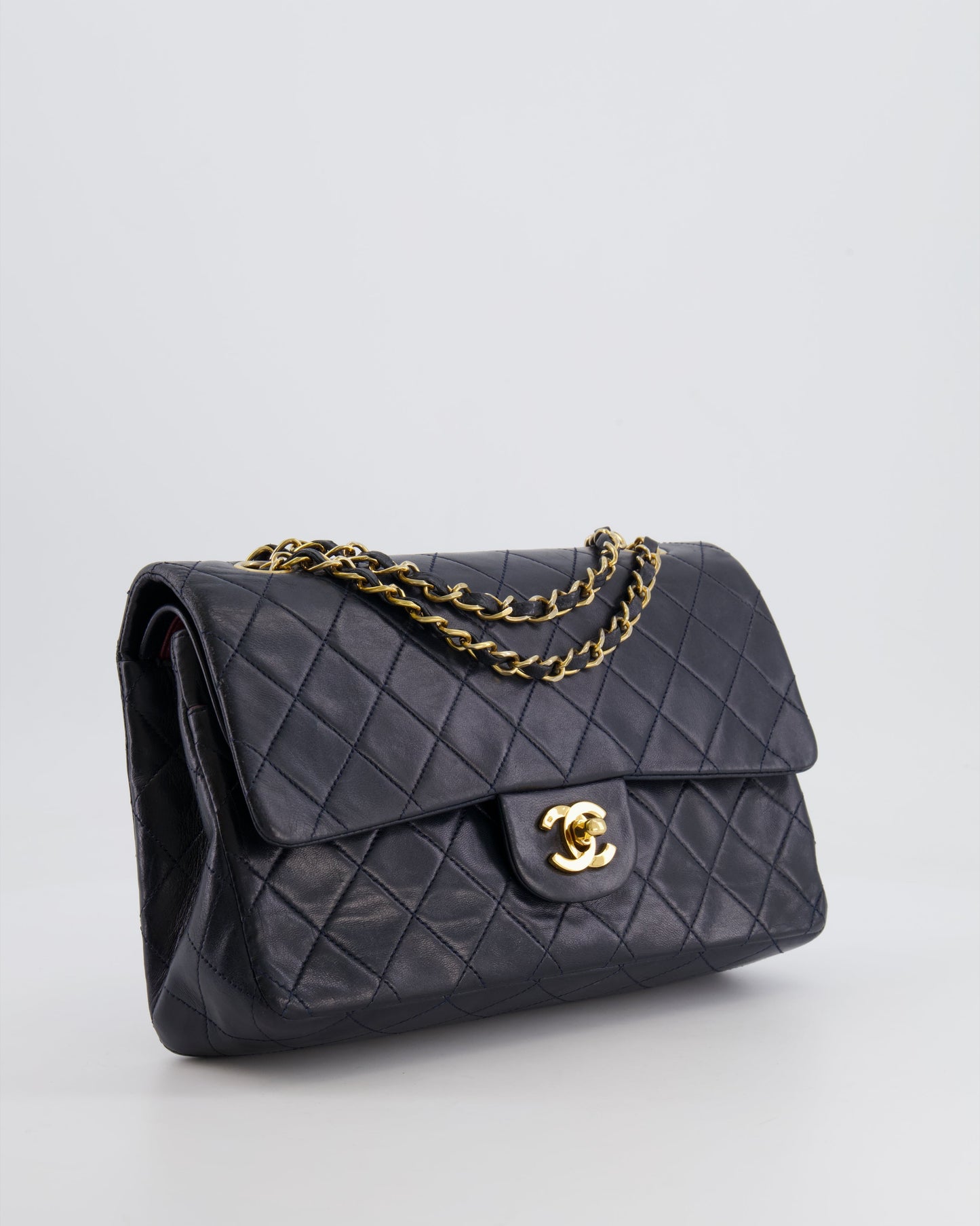 Chanel Navy Medium Classic Double Flap Flap Bag - Rovelle Bags