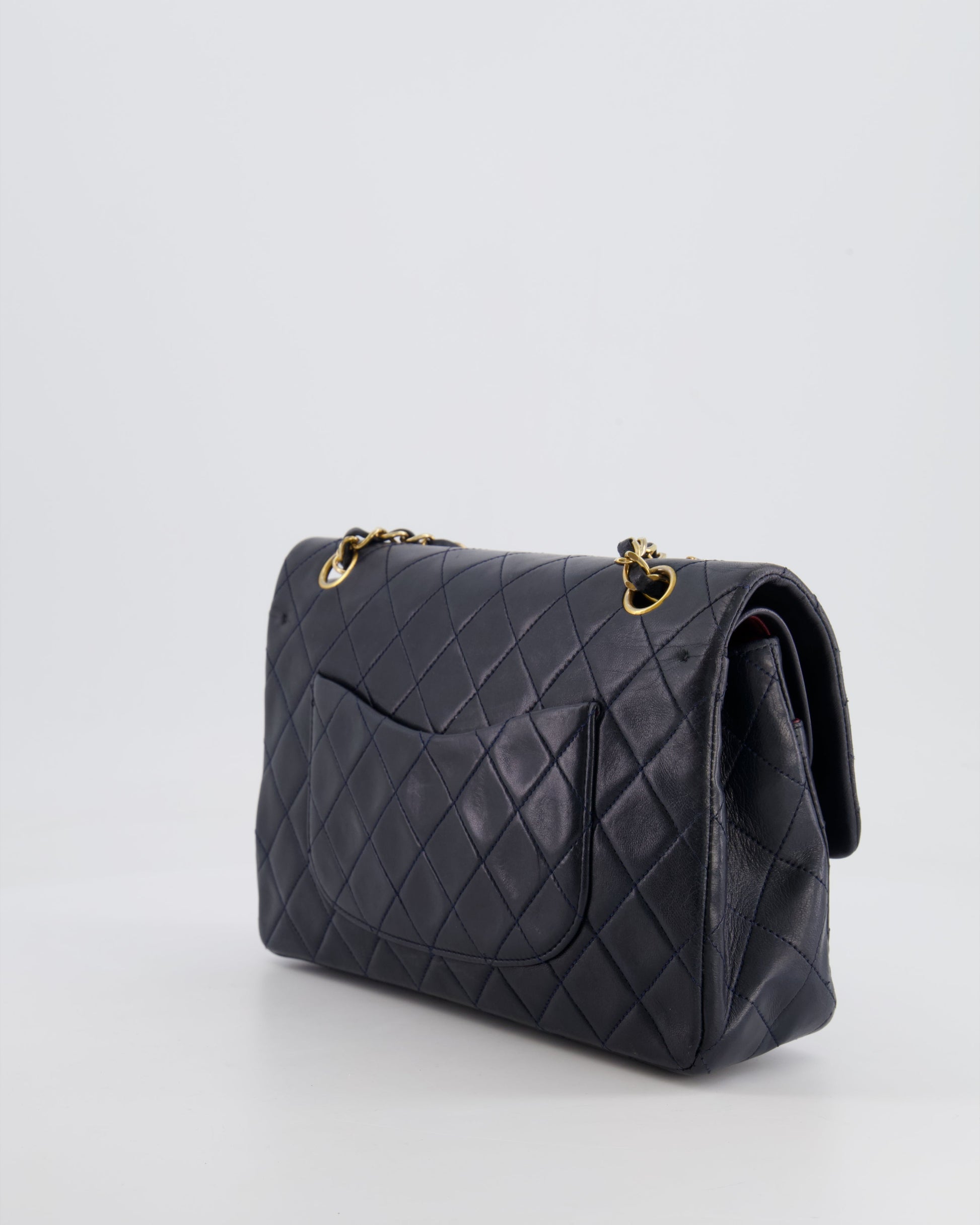 Chanel Navy Medium Classic Double Flap Flap Bag - Rovelle Bags