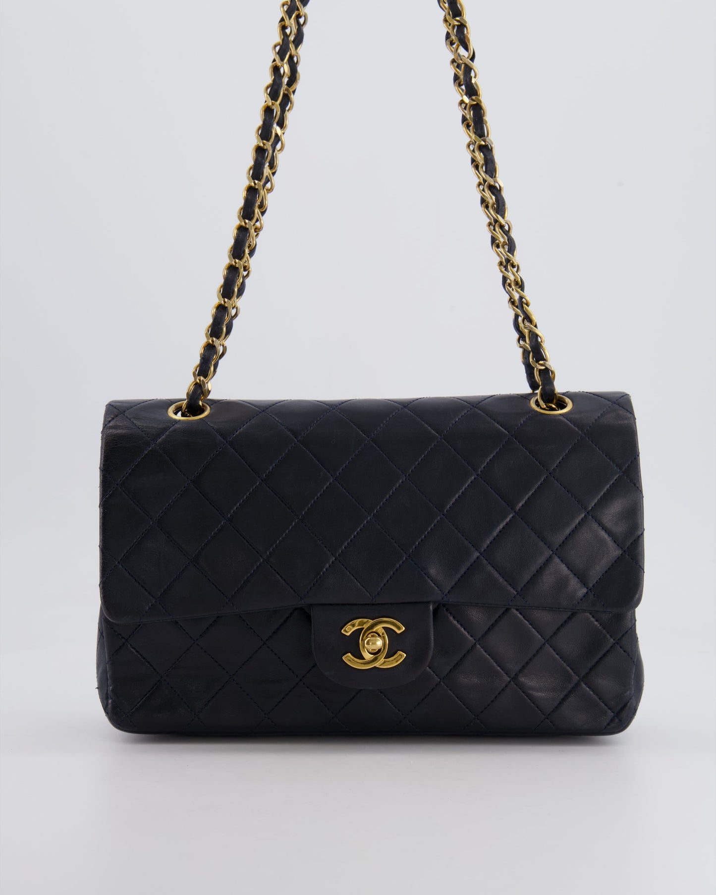 Chanel Navy Medium Classic Double Flap Flap Bag - Rovelle Bags