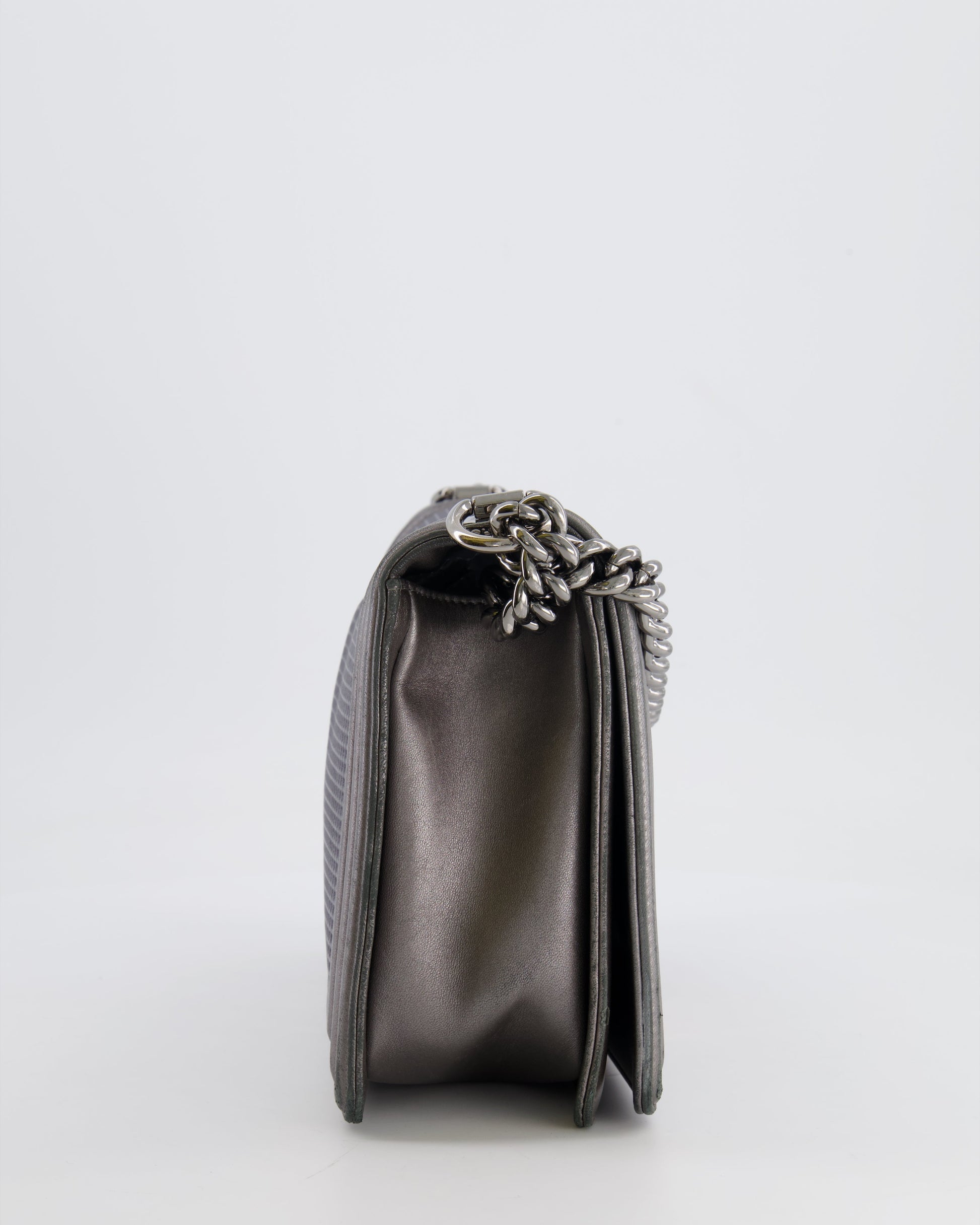 Chanel Grey Silver Medium Cube Calfskin Handbag - Rovelle Bags