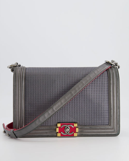Chanel Grey Silver Medium Cube Calfskin Handbag - Rovelle Bags