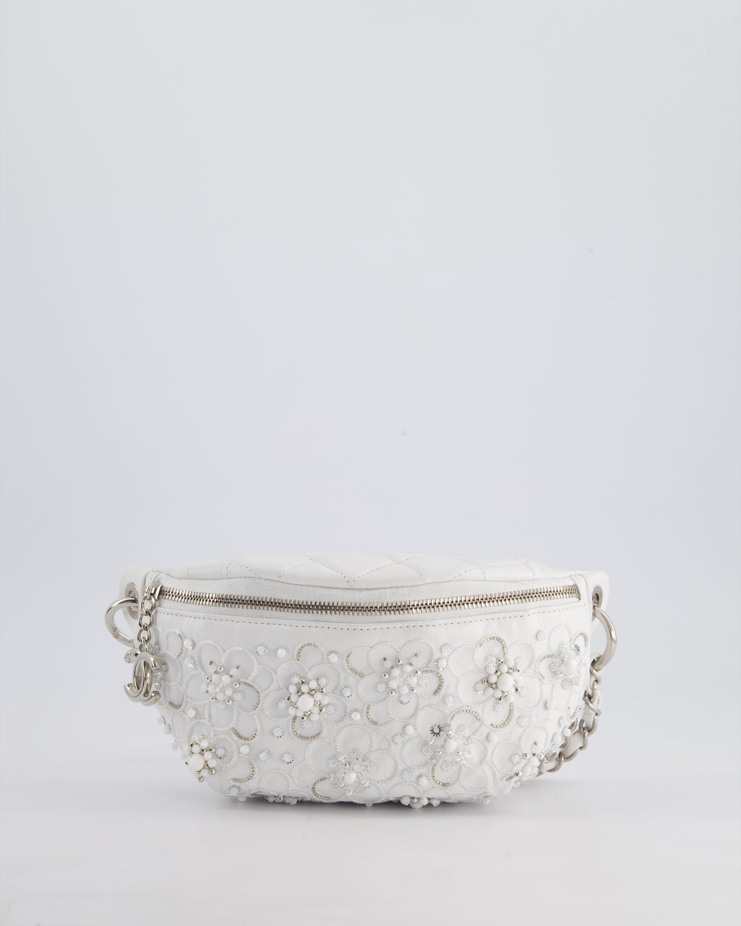 Chanel White Lambskin Leather Bum Handbag - Rovelle Bags