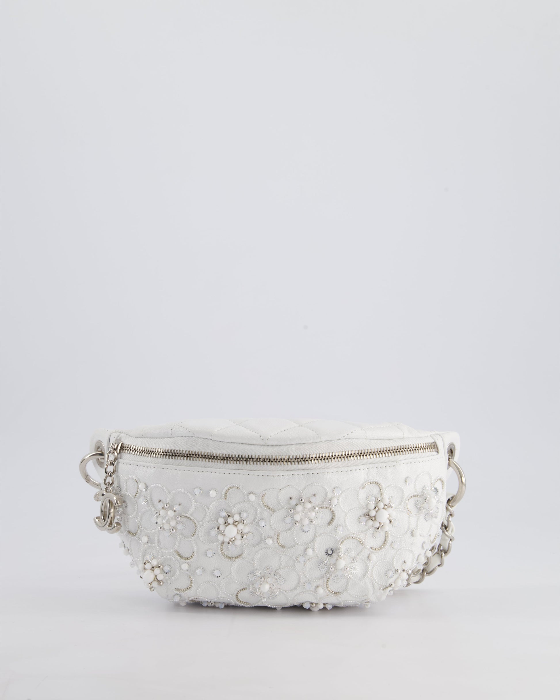 Chanel White Lambskin Leather Bum Handbag - Rovelle Bags