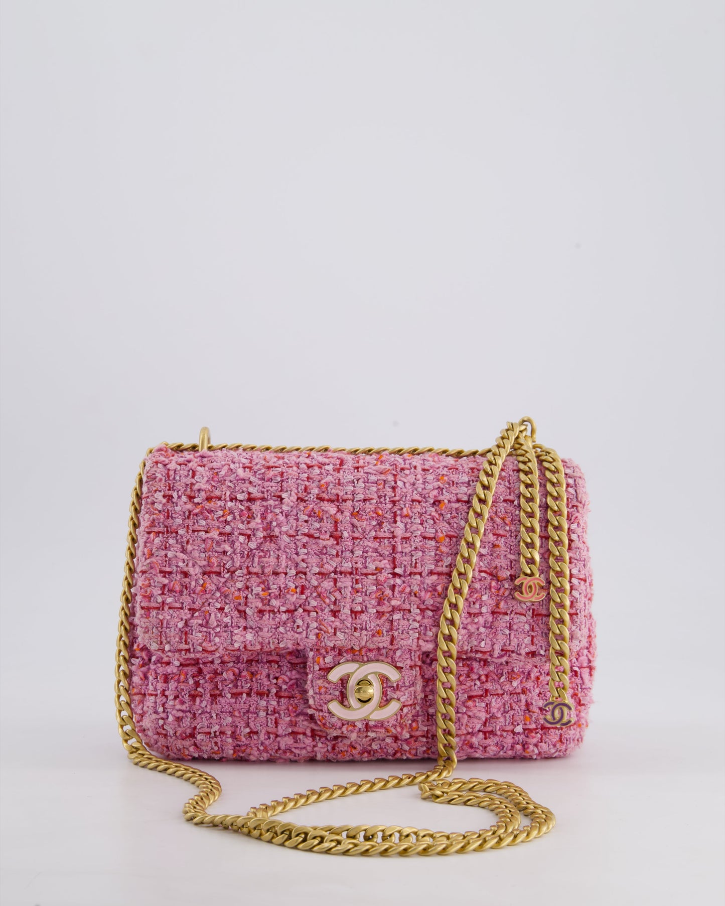 Chanel Pink & Lilac Tweed Seasonal Flap Bag - Rovelle Bags