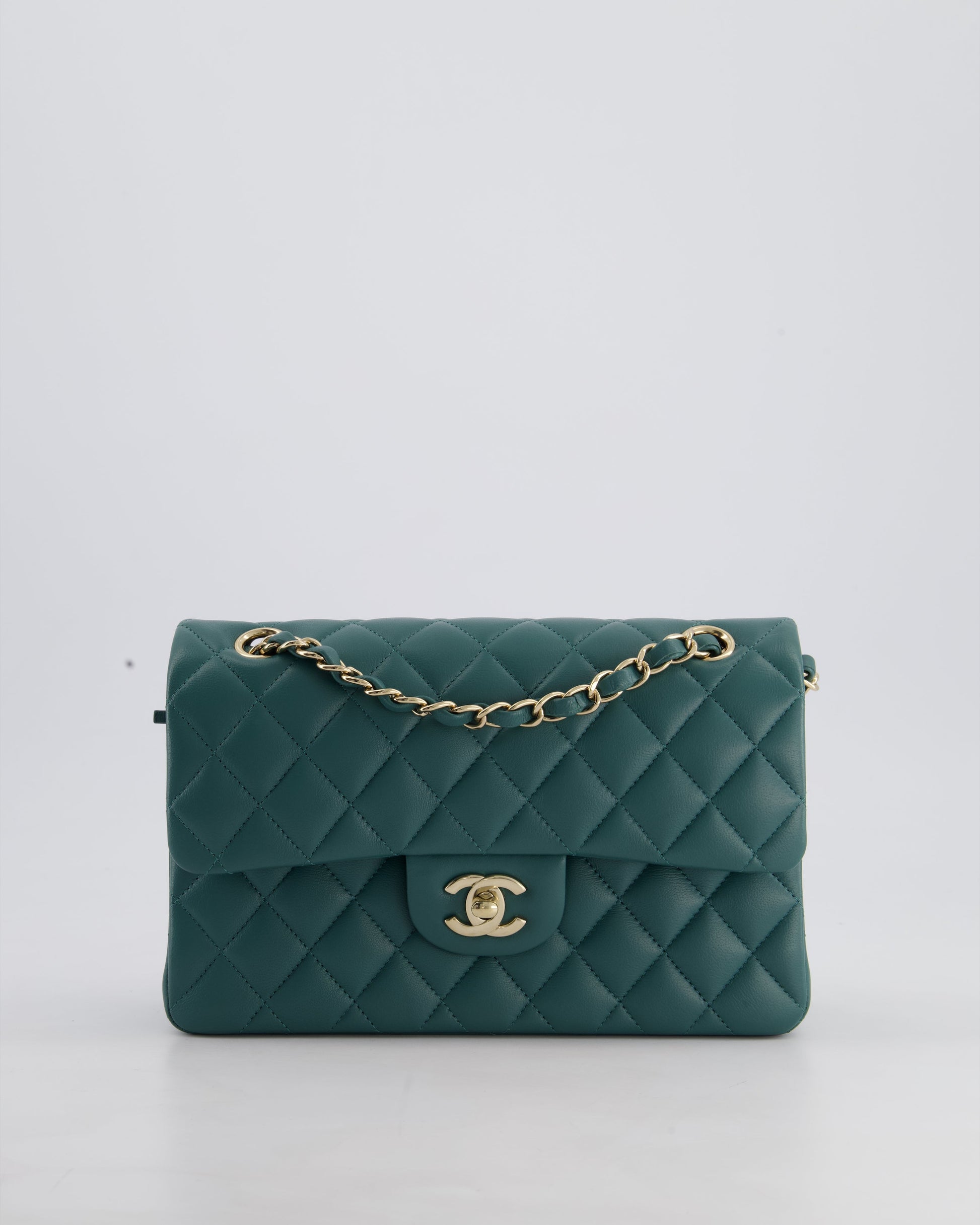 Chanel Green Small Classic Double Flap Flap Bag - Rovelle Bags