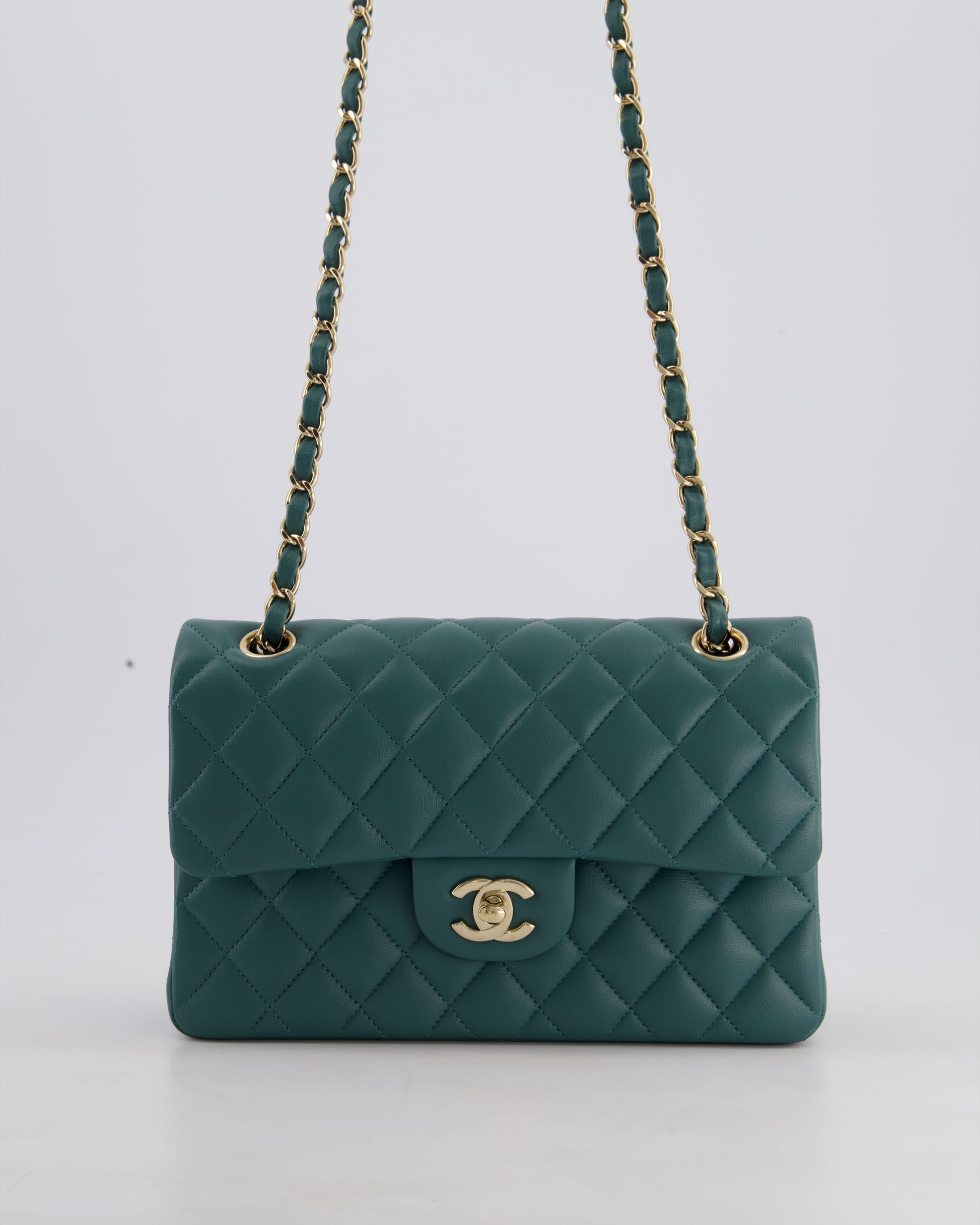 Chanel Green Small Classic Double Flap Flap Bag - Rovelle Bags