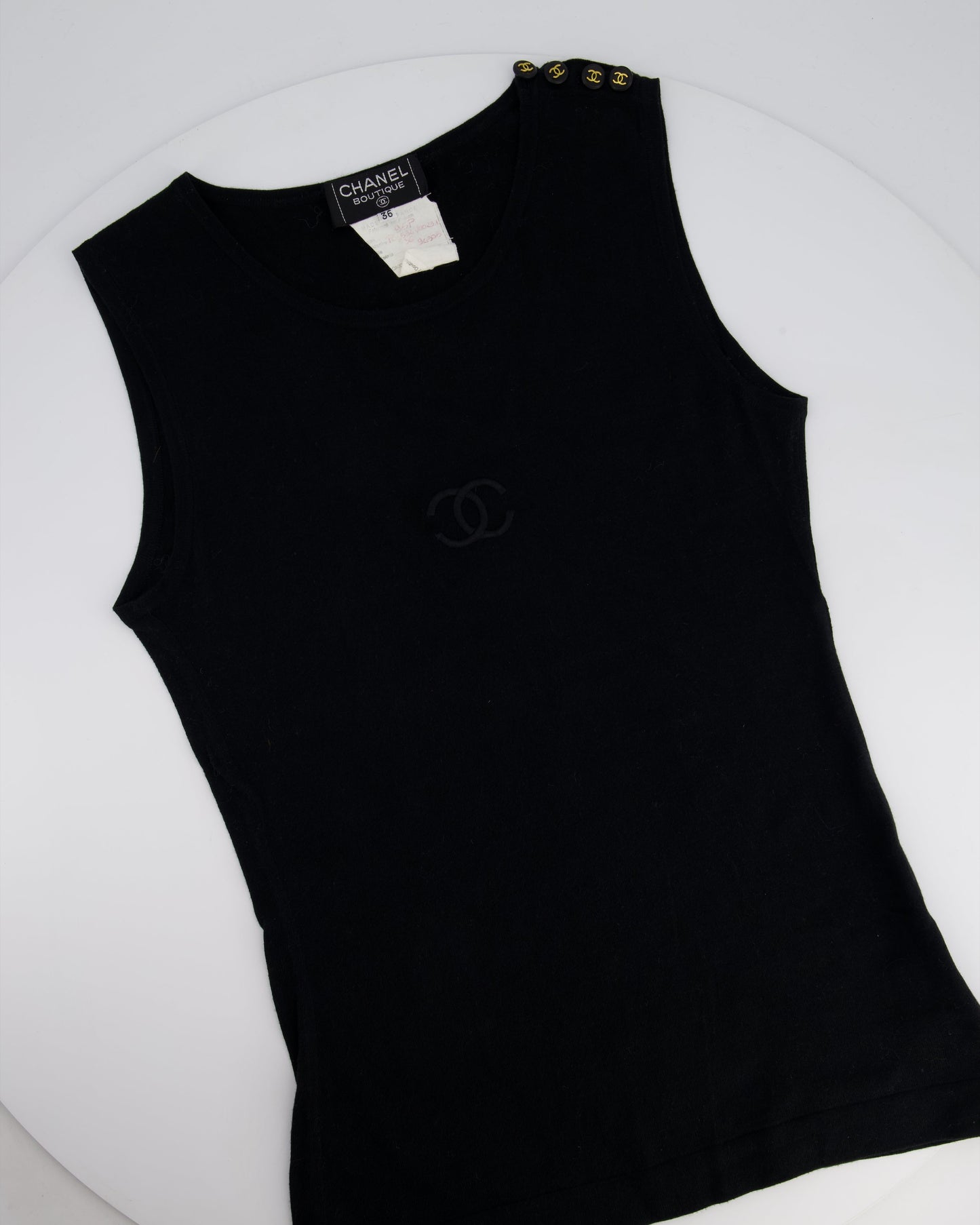 Chanel 95P Black Sleeveless Cotton Top Shoulder Bag - Rovelle Bags