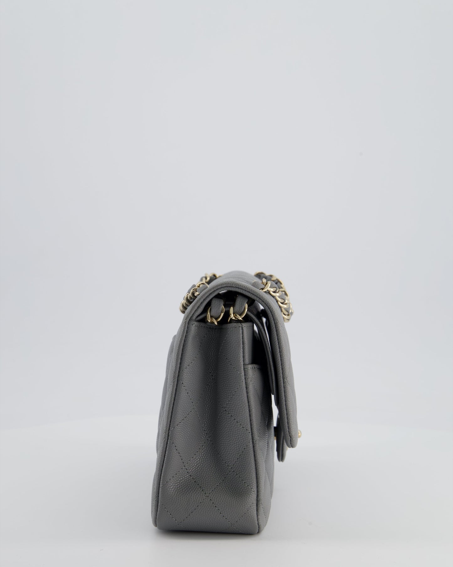Chanel Stone Grey Medium Double Flap Flap Bag - Rovelle Bags