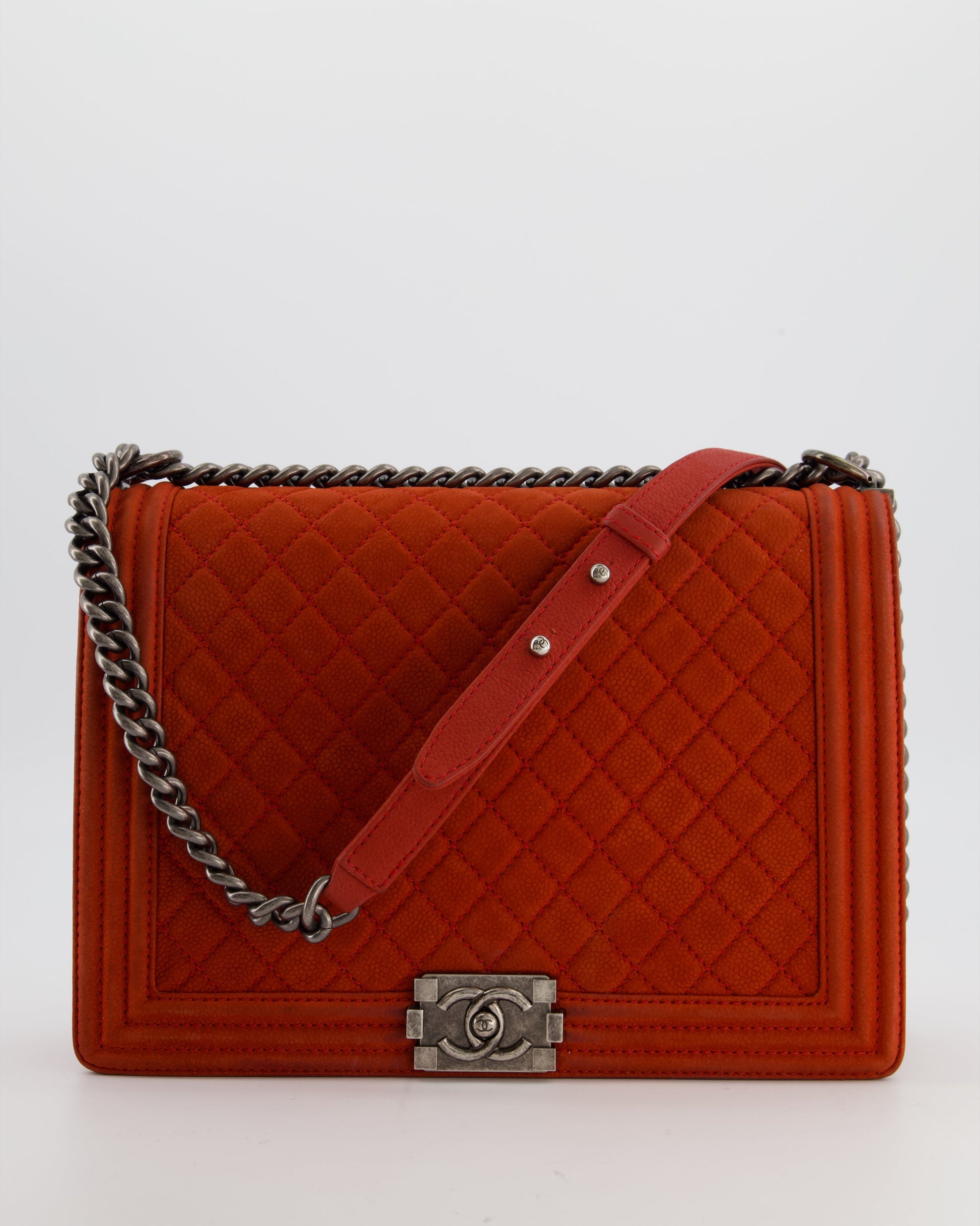 Chanel Large Red Boy Handbag - Rovelle Bags