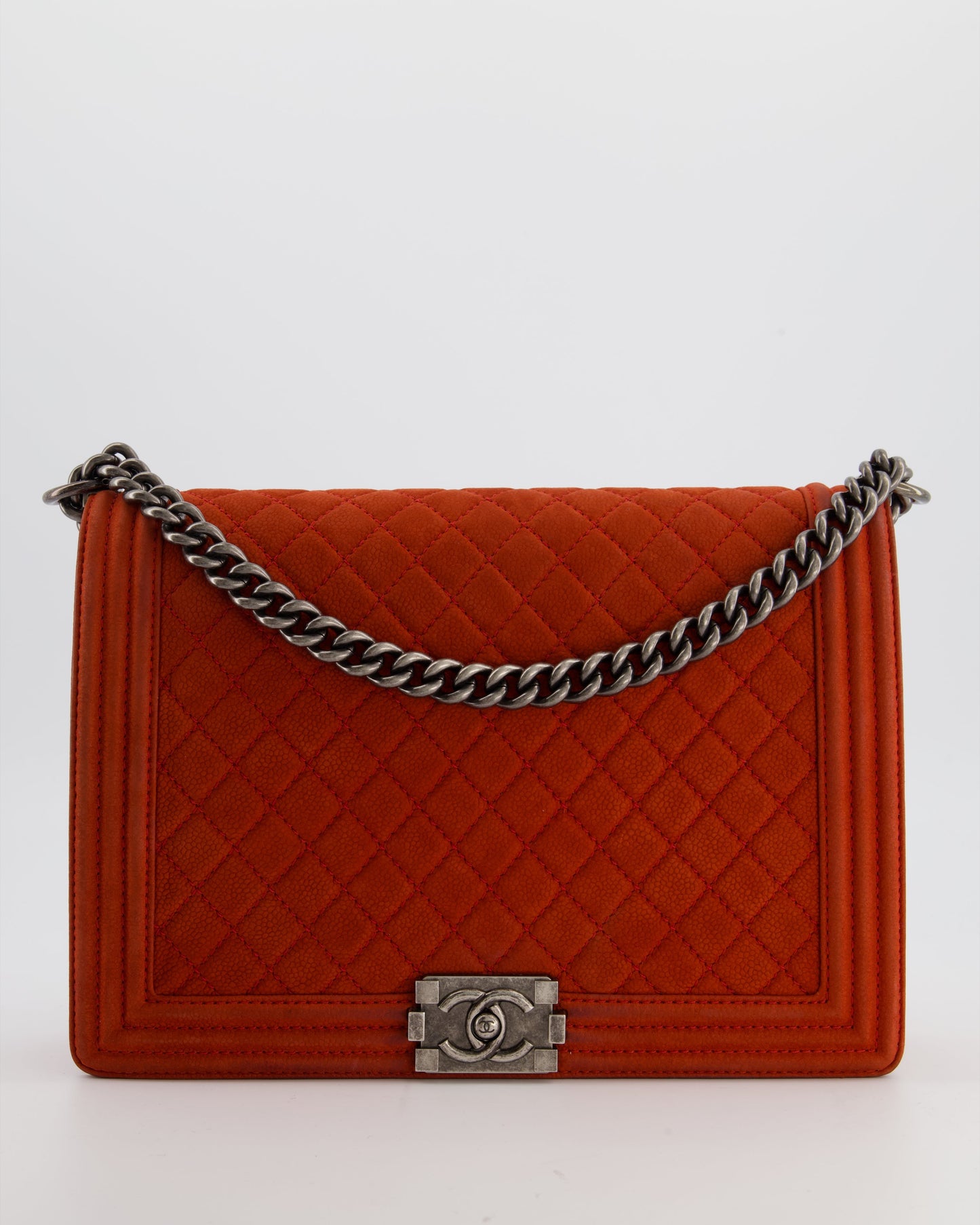 Chanel Large Red Boy Handbag - Rovelle Bags