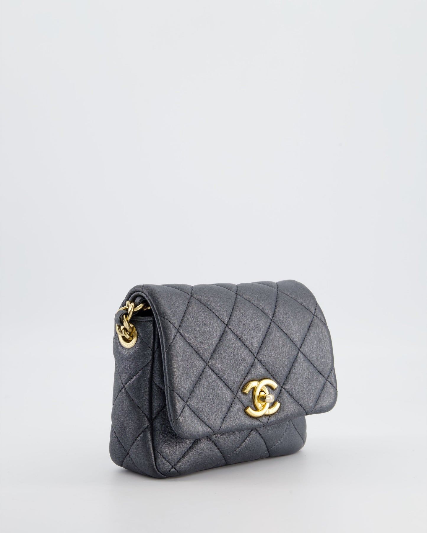 Chanel Dark Metallic Silver Small Flap Flap Bag - Rovelle Bags