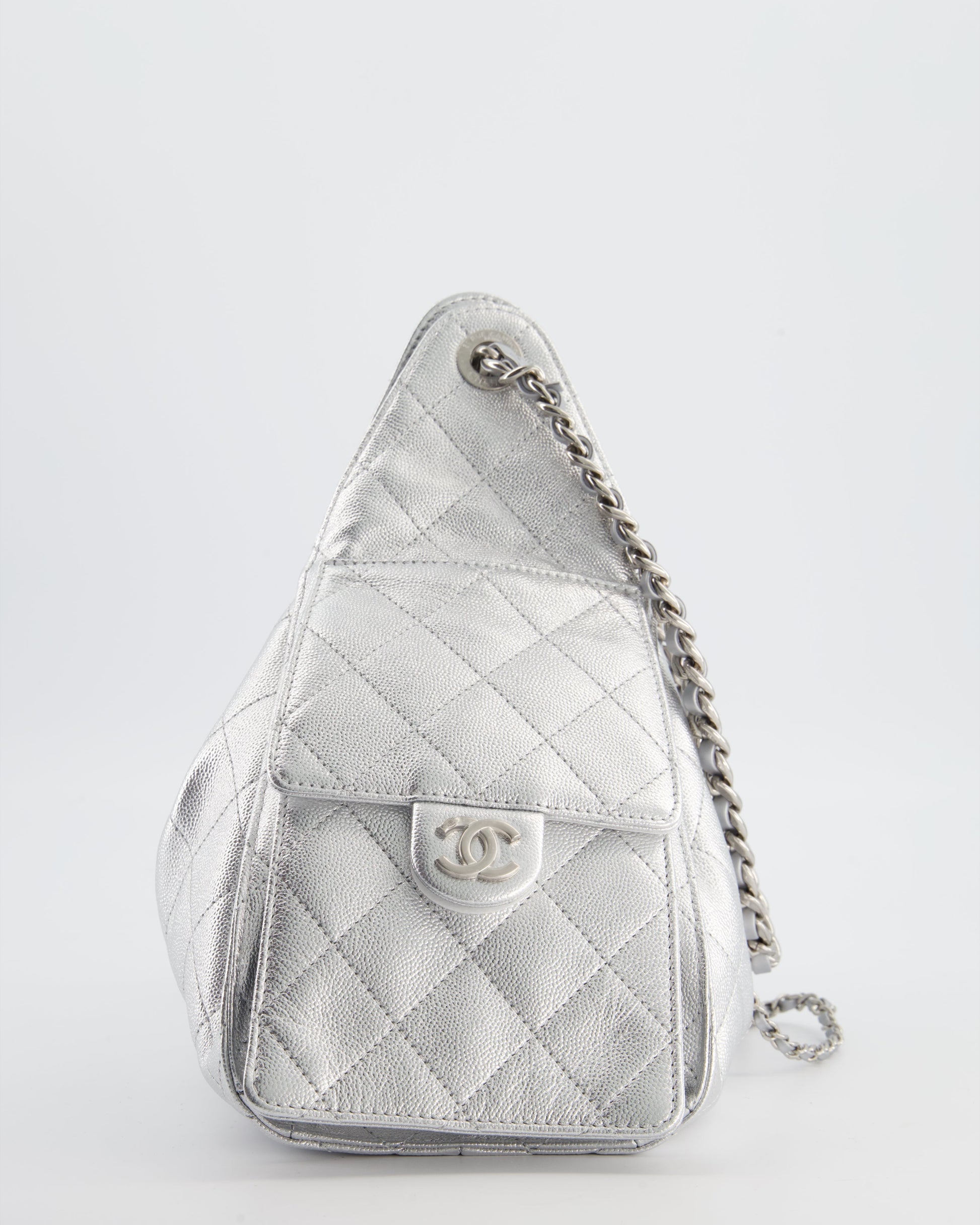 Chanel *RARE* Chanel Silver Caviar Leather Handbag - Rovelle Bags