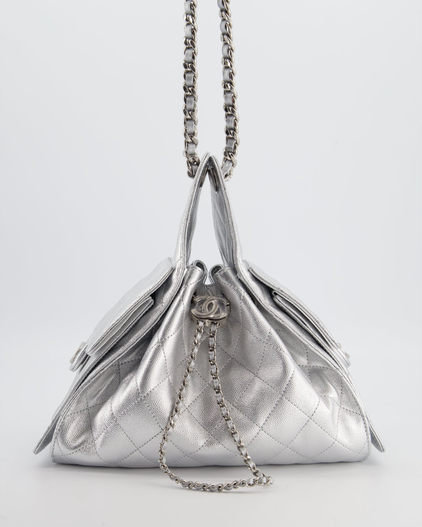 Chanel *RARE* Chanel Silver Caviar Leather Handbag - Rovelle Bags