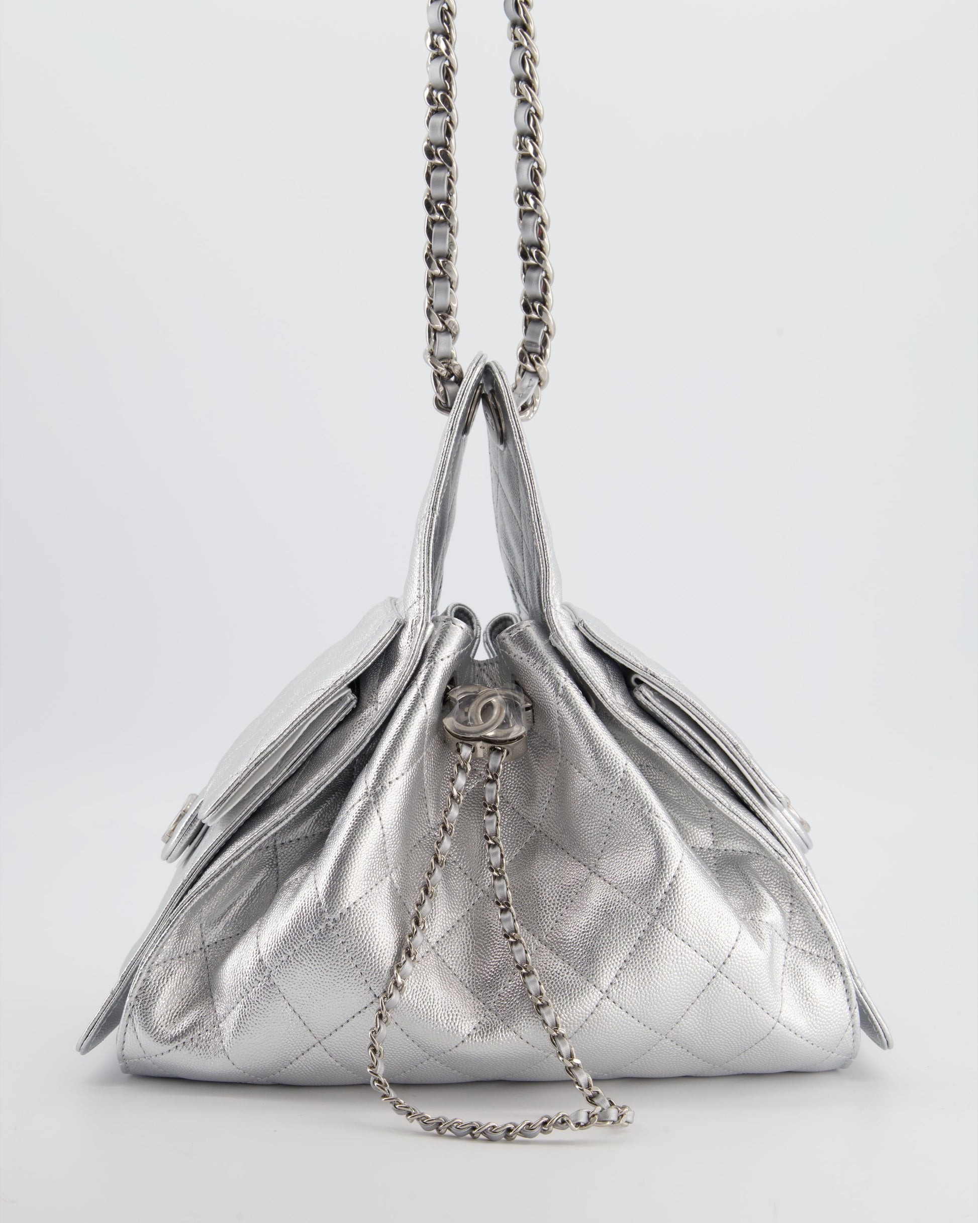 Chanel *RARE* Chanel Silver Caviar Leather Handbag - Rovelle Bags