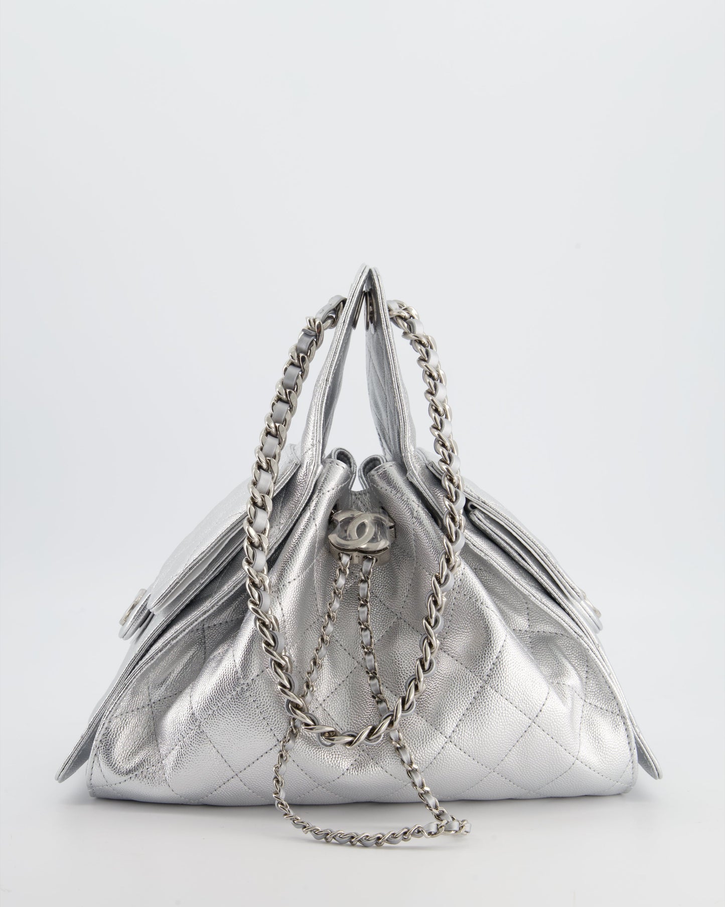 Chanel *RARE* Chanel Silver Caviar Leather Handbag - Rovelle Bags
