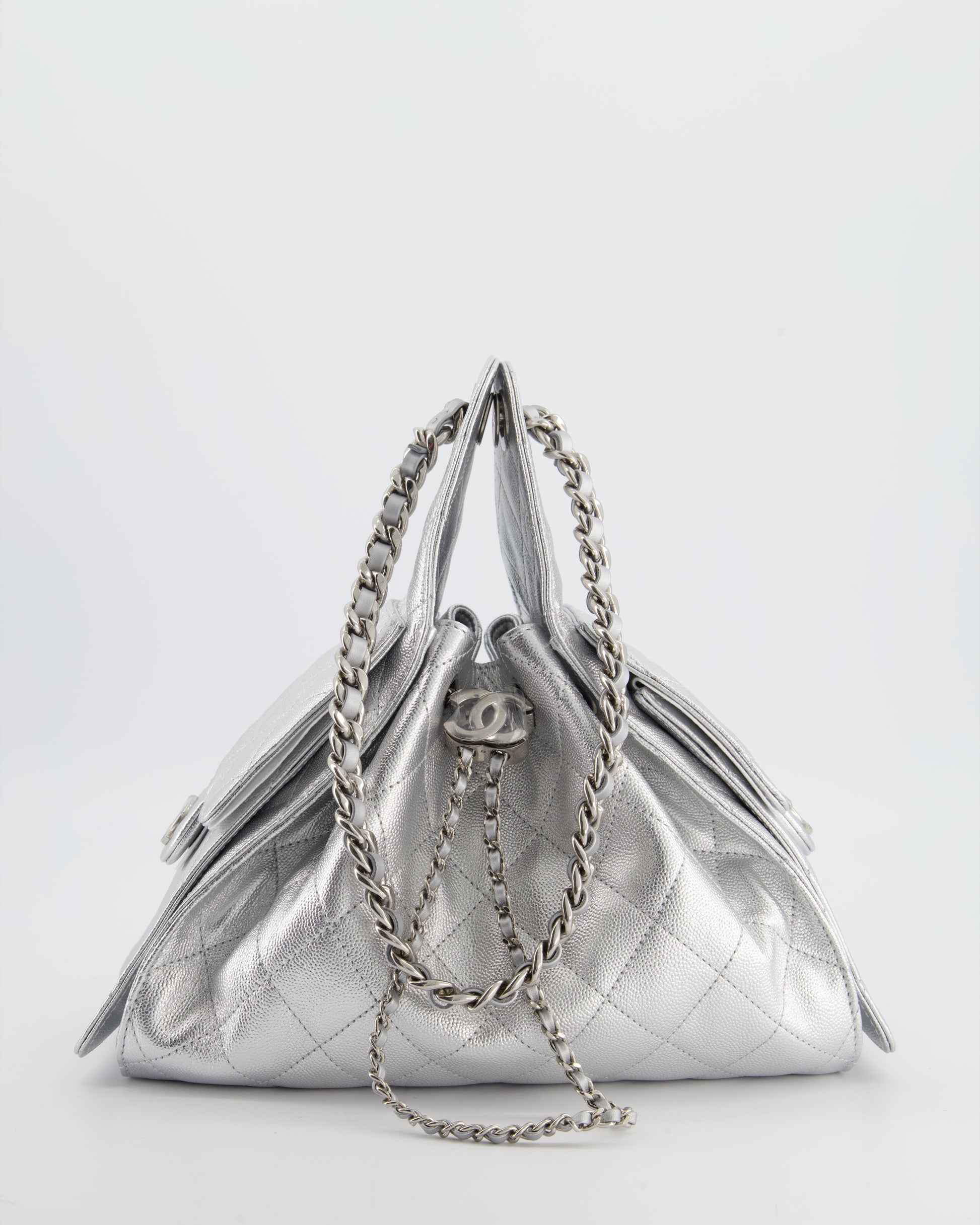 Chanel *RARE* Chanel Silver Caviar Leather Handbag - Rovelle Bags