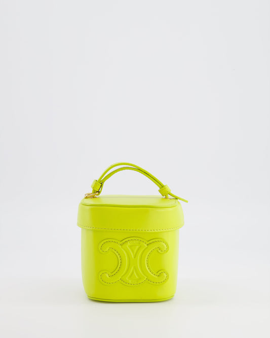 Celine Lime Yellow Leather Small Box Cuir Triomphe Bag