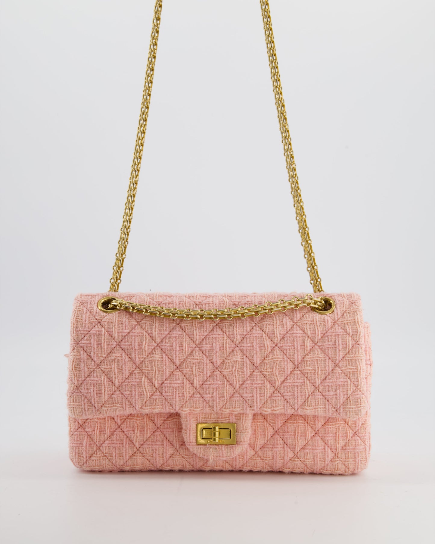 Chanel Pink Tweed Small Reissue 2.55 Flap Bag - Rovelle Bags