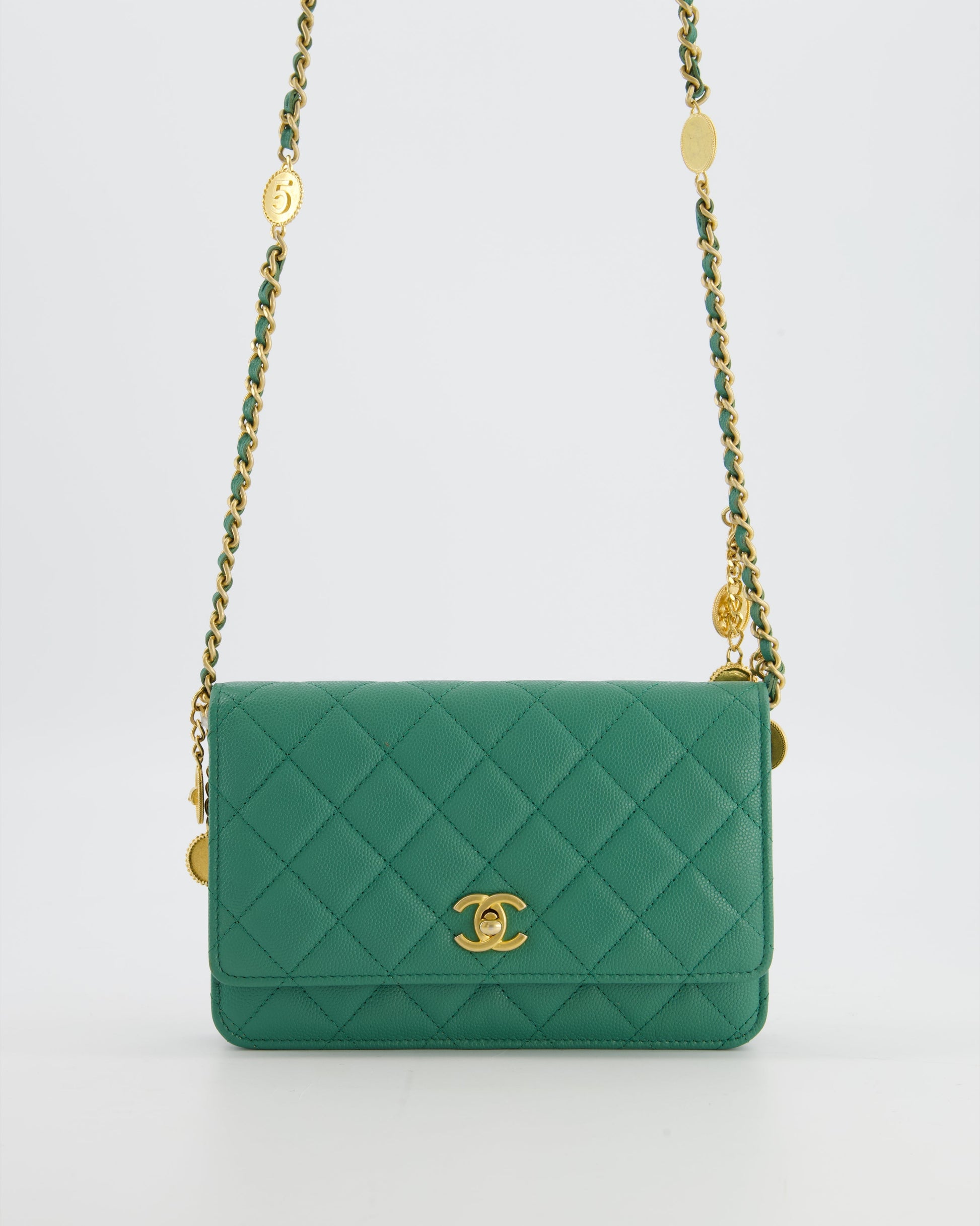 Chanel Teal Wallet on Chain Wallet On Chain - Rovelle Bags