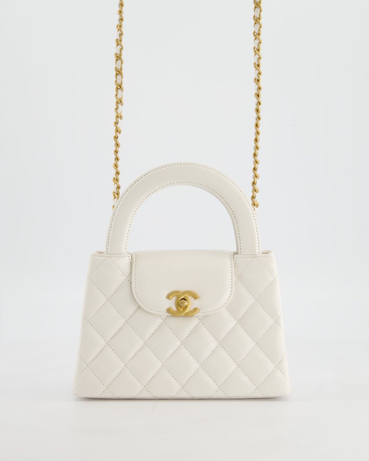 Chanel White Small Mini Kelly Shopping Shopping Bag - Rovelle Bags