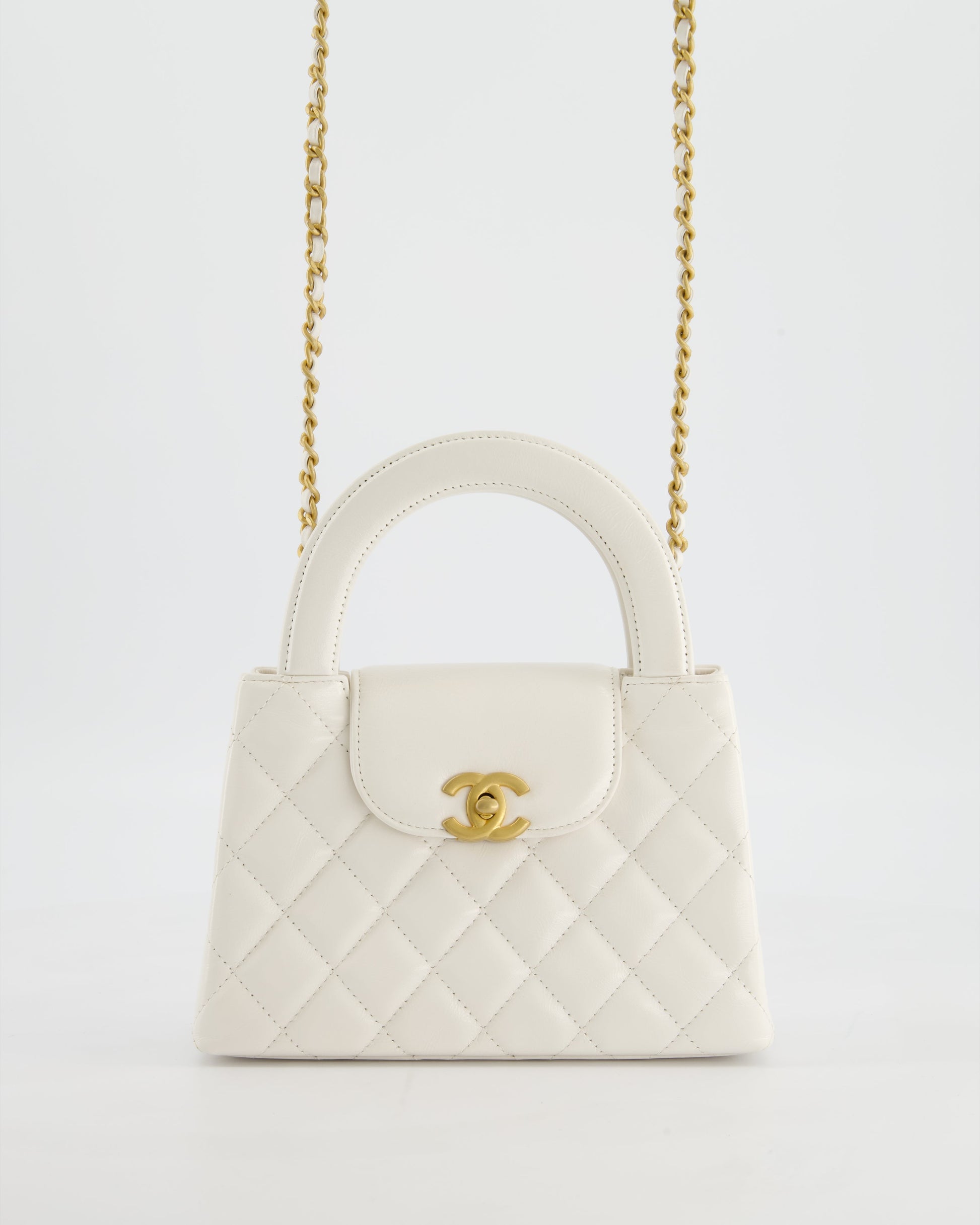 Chanel White Small Mini Kelly Shopping Shopping Bag - Rovelle Bags