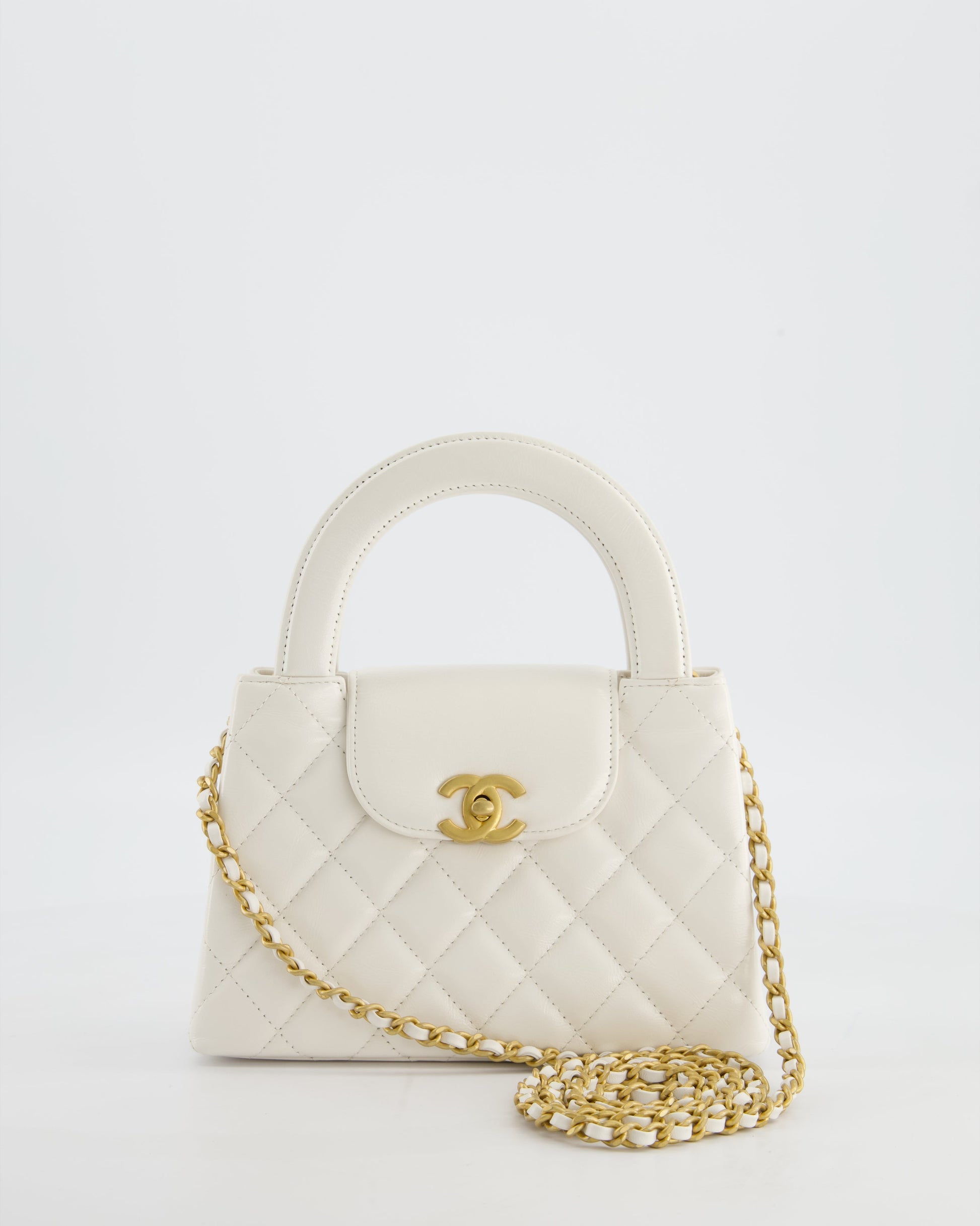 Chanel White Small Mini Kelly Shopping Shopping Bag - Rovelle Bags