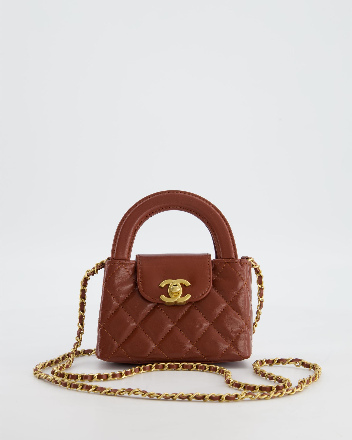 Chanel Brown Nano Mini Kelly Shopping Shopping Bag - Rovelle Bags