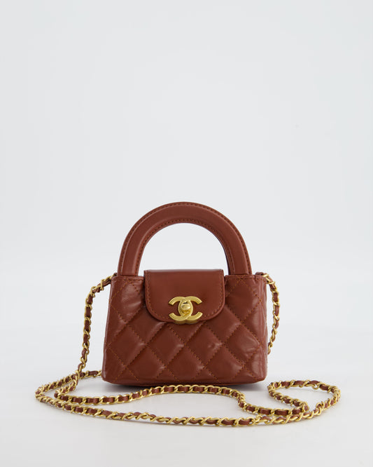 Chanel Brown Nano Mini Kelly Shopping Shopping Bag - Rovelle Bags