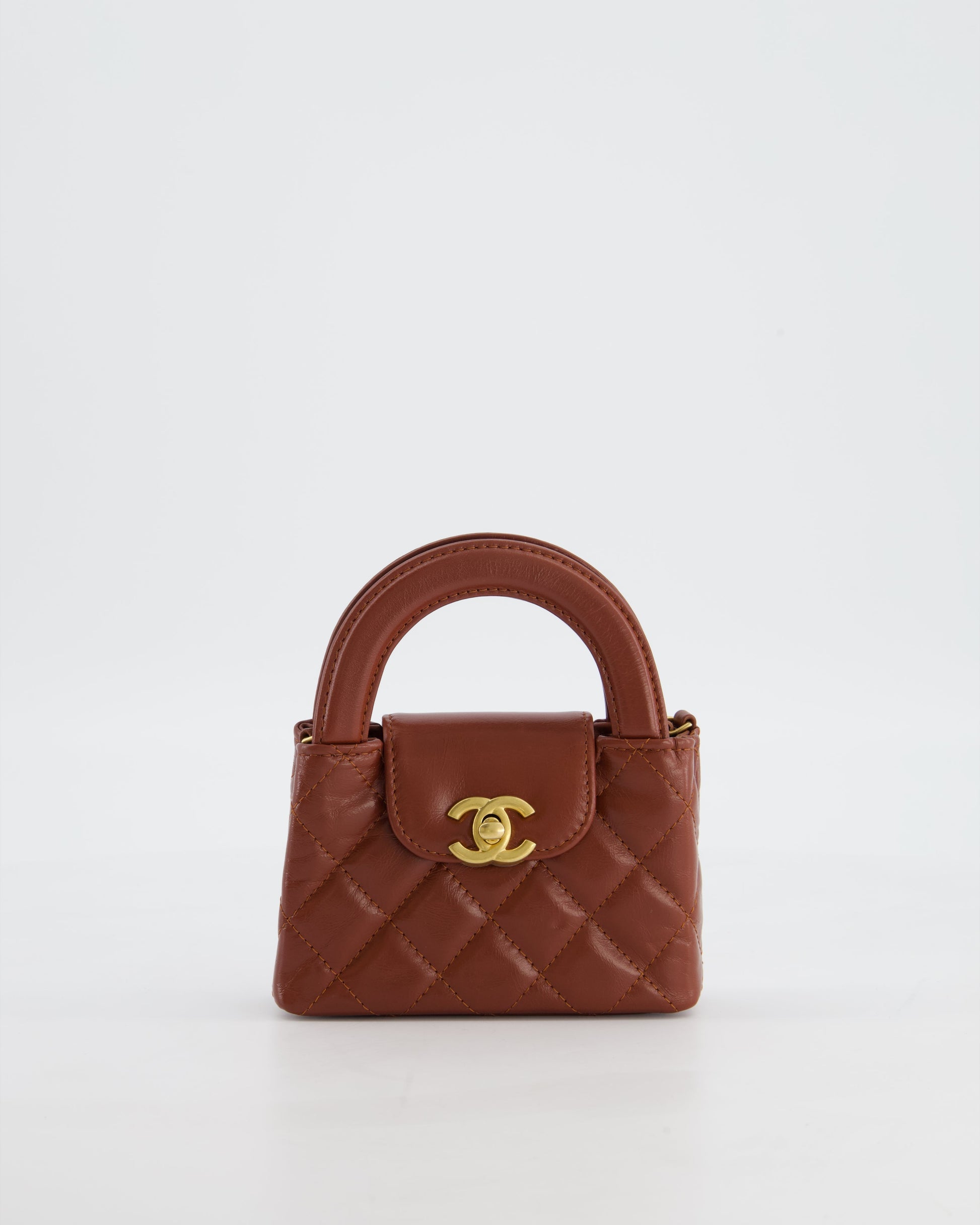 Chanel Brown Nano Mini Kelly Shopping Shopping Bag - Rovelle Bags