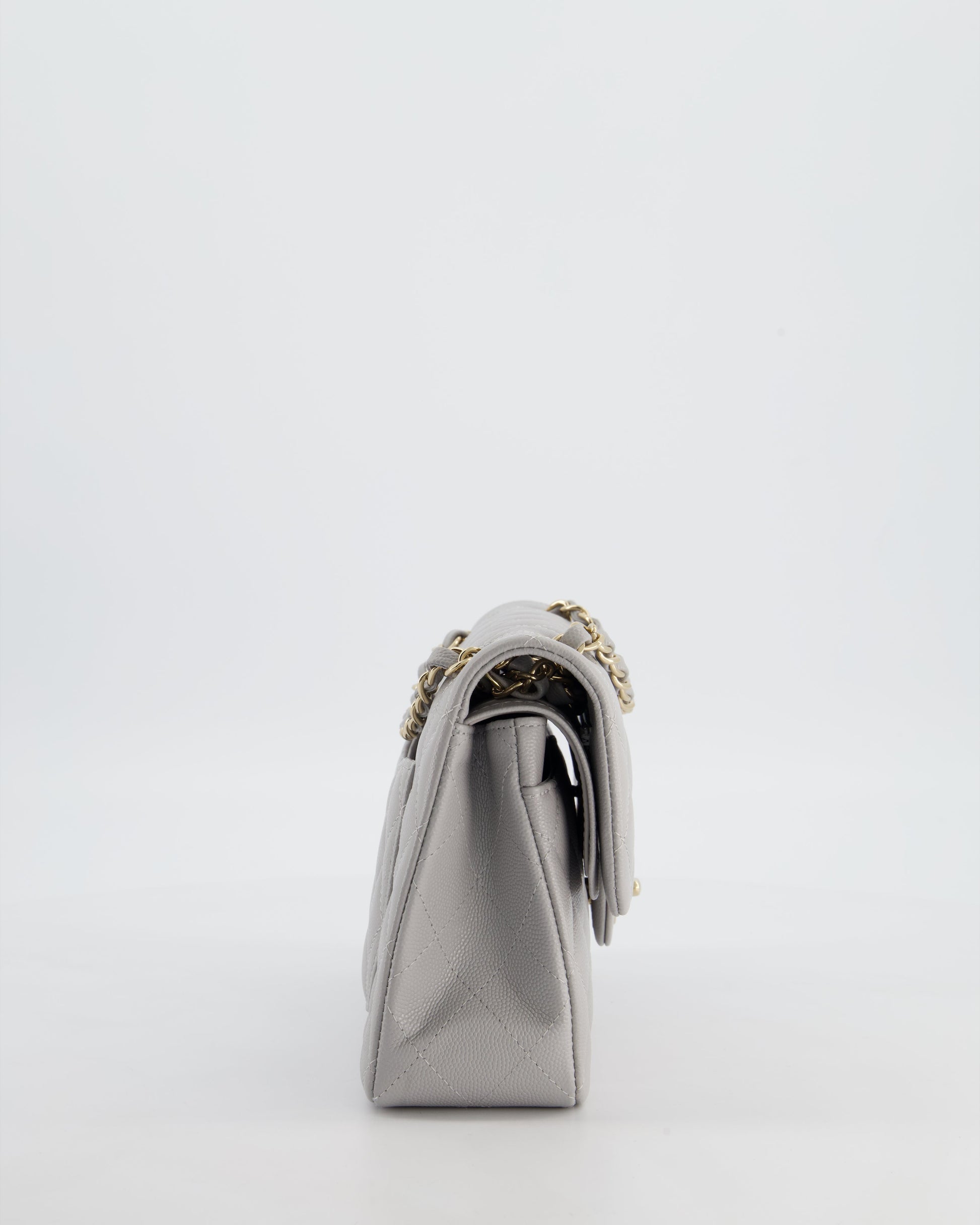 Chanel Dove Grey Small Classic Double Flap Bag - Rovelle Bags