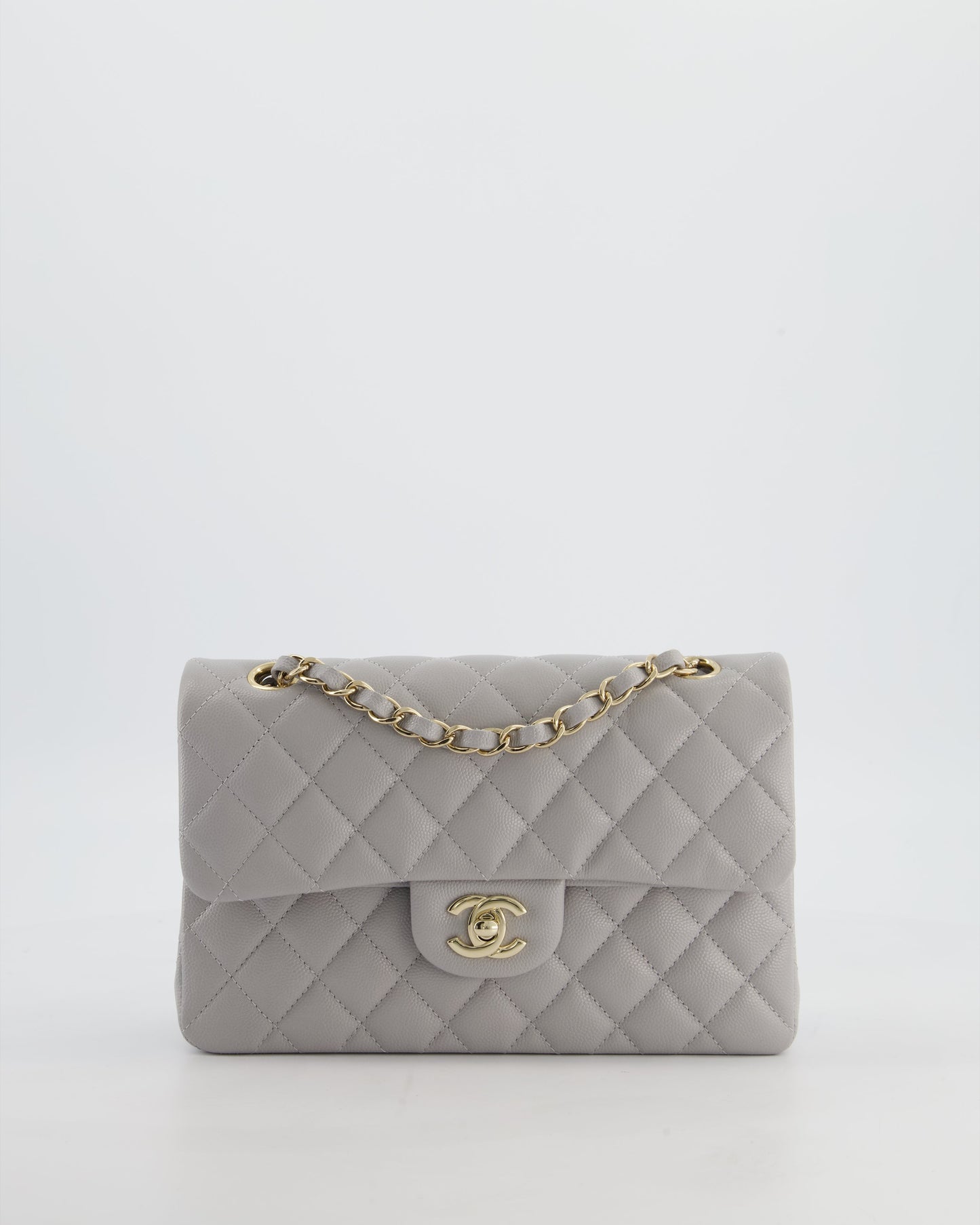 Chanel Dove Grey Small Classic Double Flap Bag - Rovelle Bags